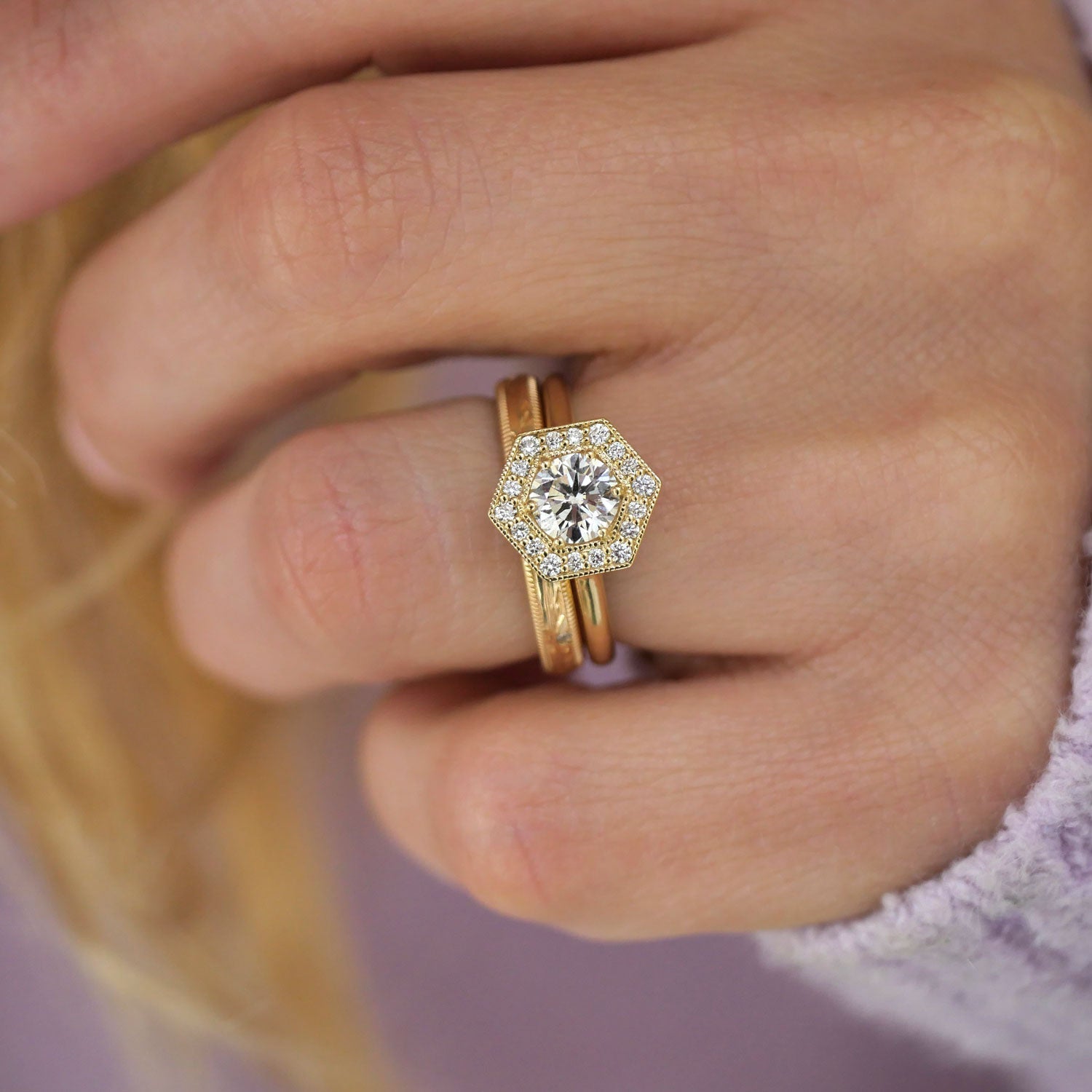 0.75 CT Round Shape Lab Grown halo Engagement Ring