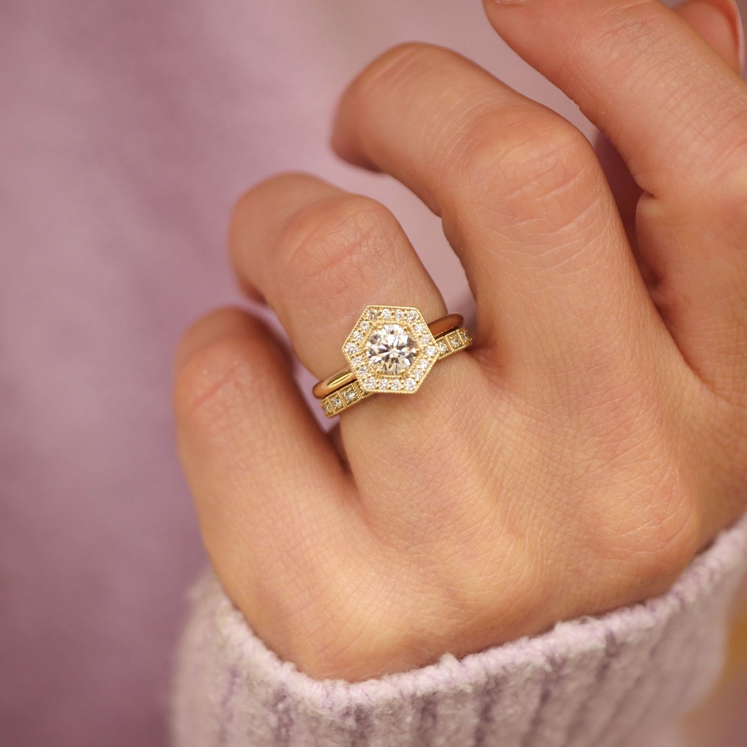 0.75 CT Round Shape Lab Grown halo Engagement Ring