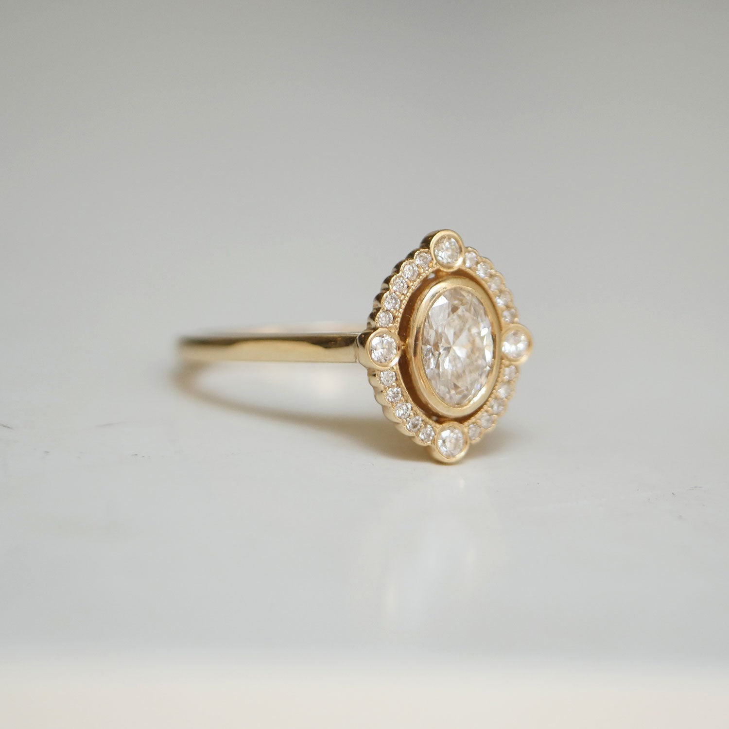 0.75 CT Oval Shape Lab Grown vintage Setting Engagement Ring