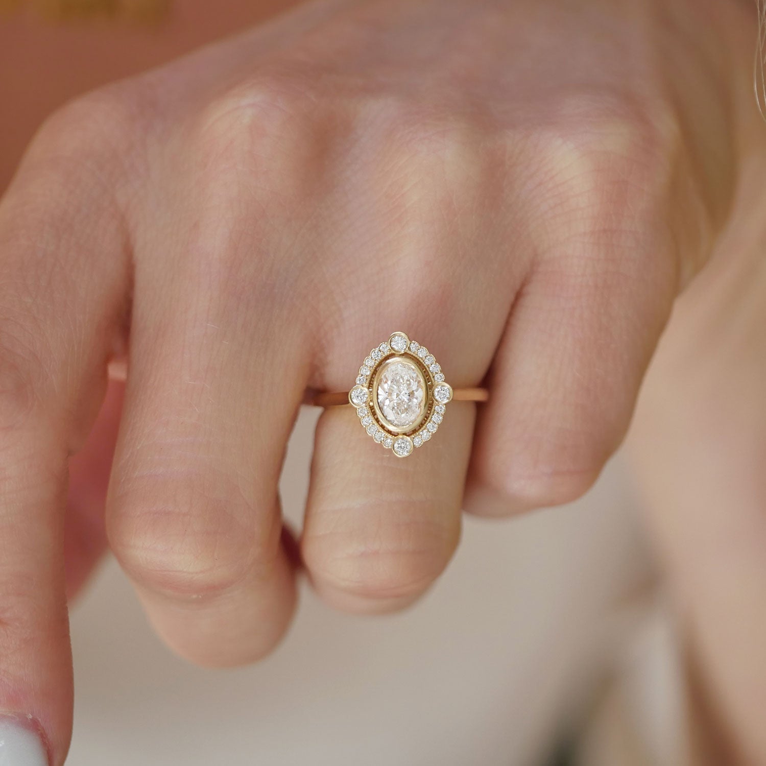 0.75 CT Oval Shape Lab Grown vintage Setting Engagement Ring