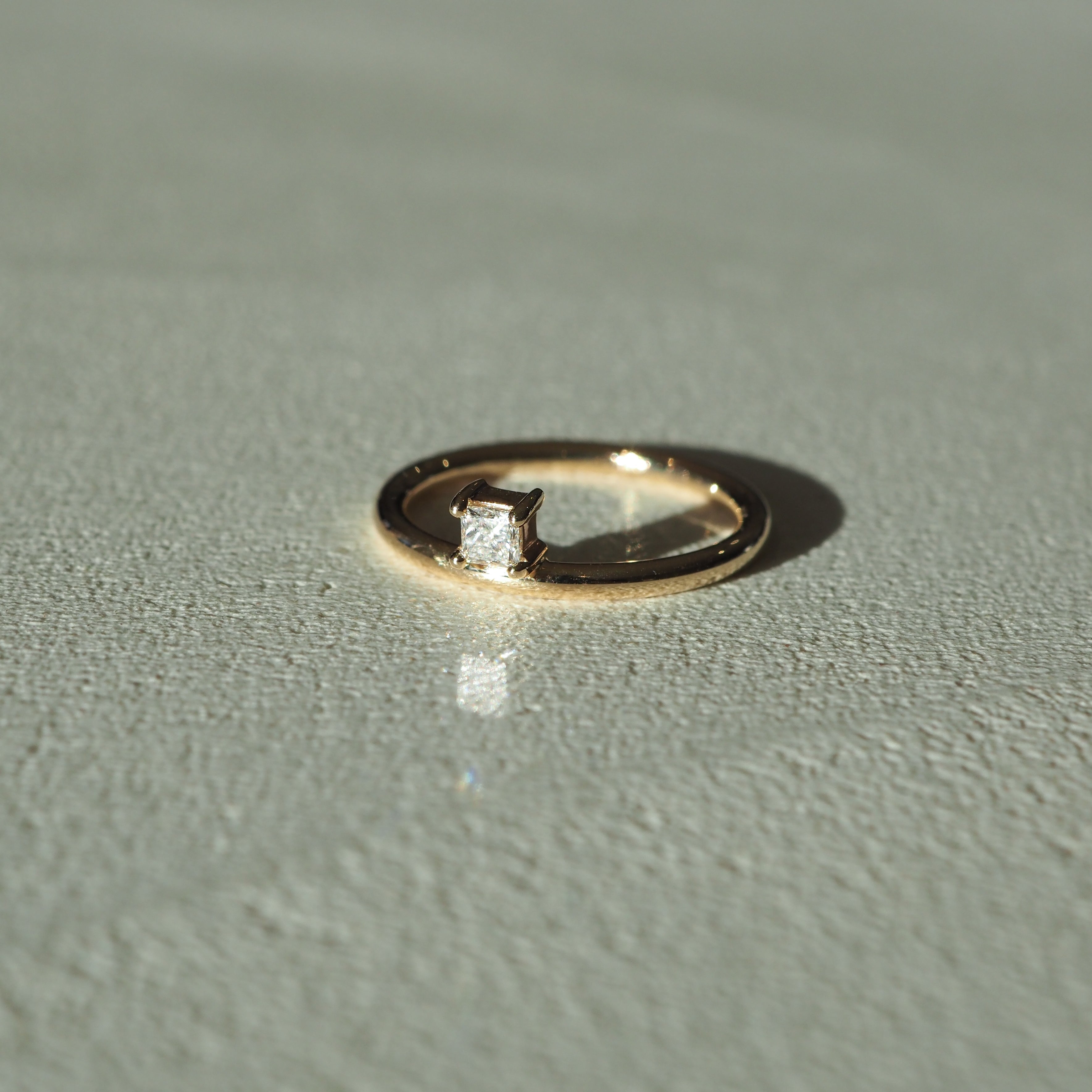 0.20 Carats Princess Cut CVD Diamond Solitaire Engagement Ring