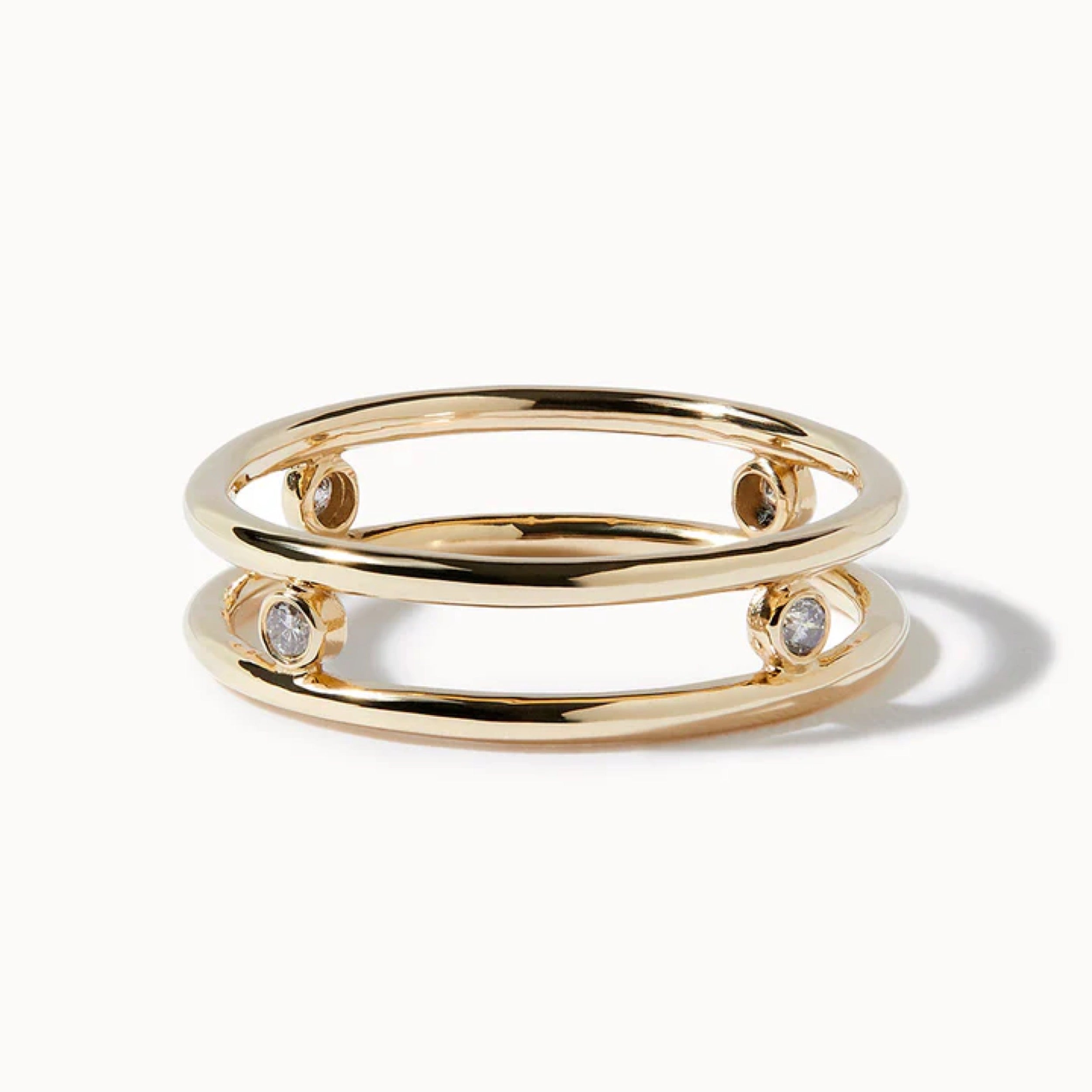 0.10 TCW Round Diamond Double Band Wedding Band