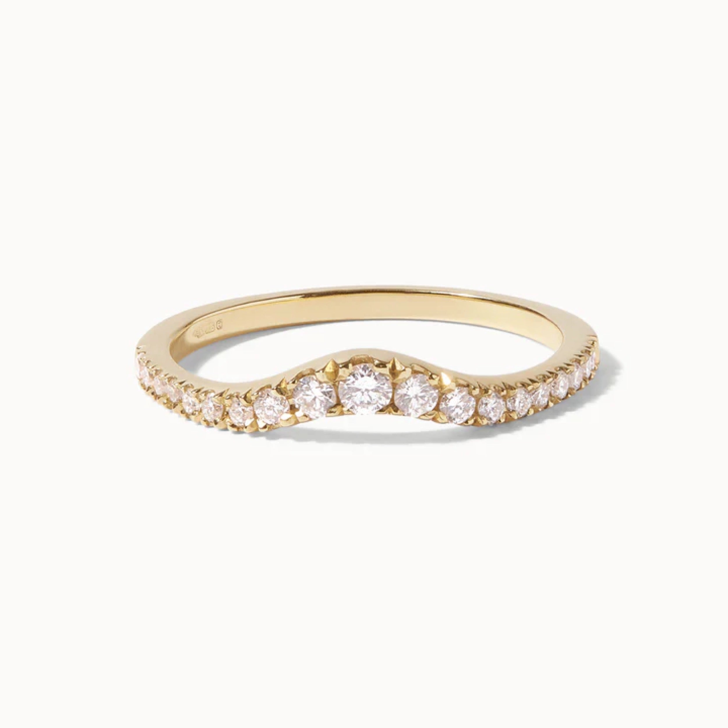 0.50 TCW Round Cut Diamond Curved Wedding Band
