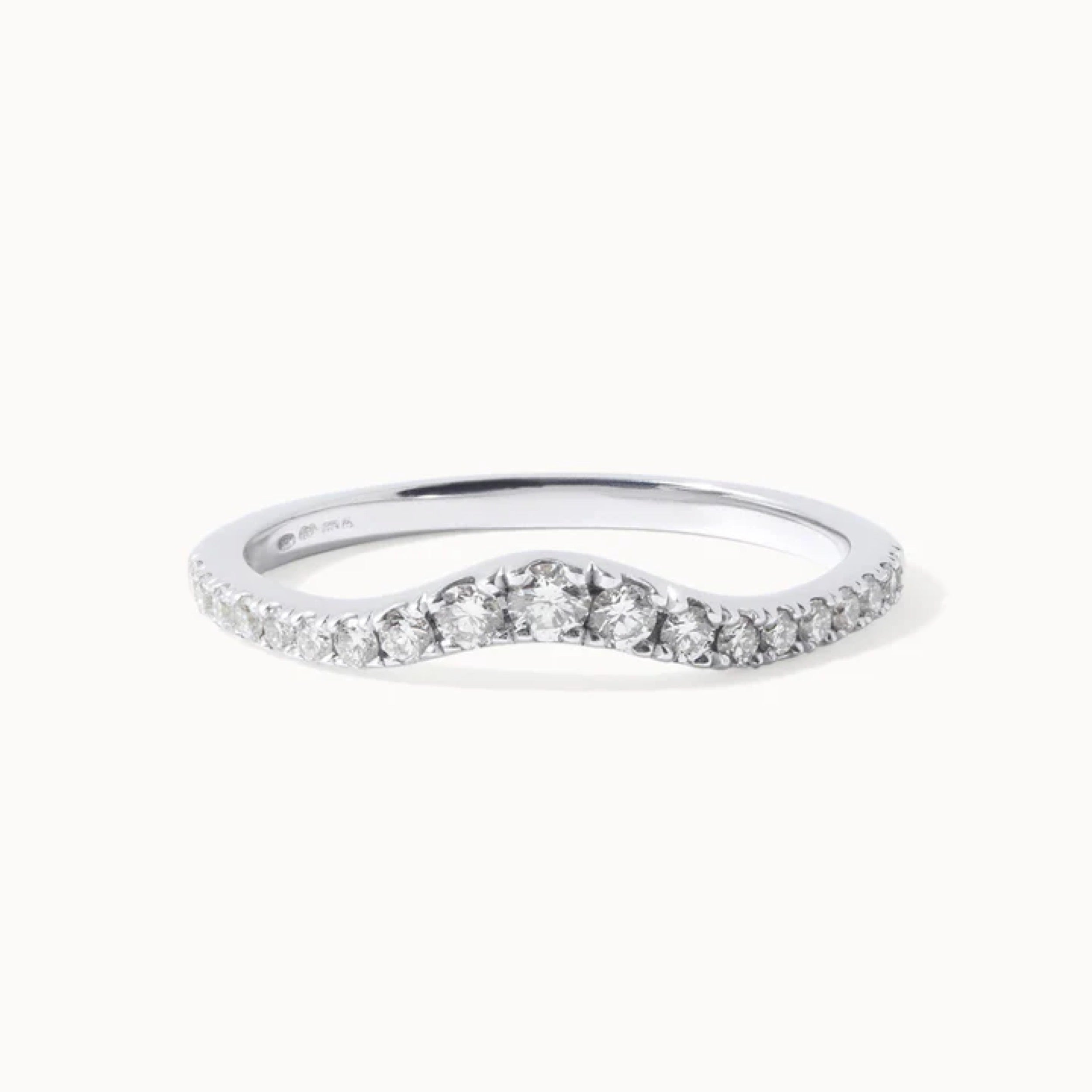 0.50 TCW Round Cut Diamond Curved Wedding Band