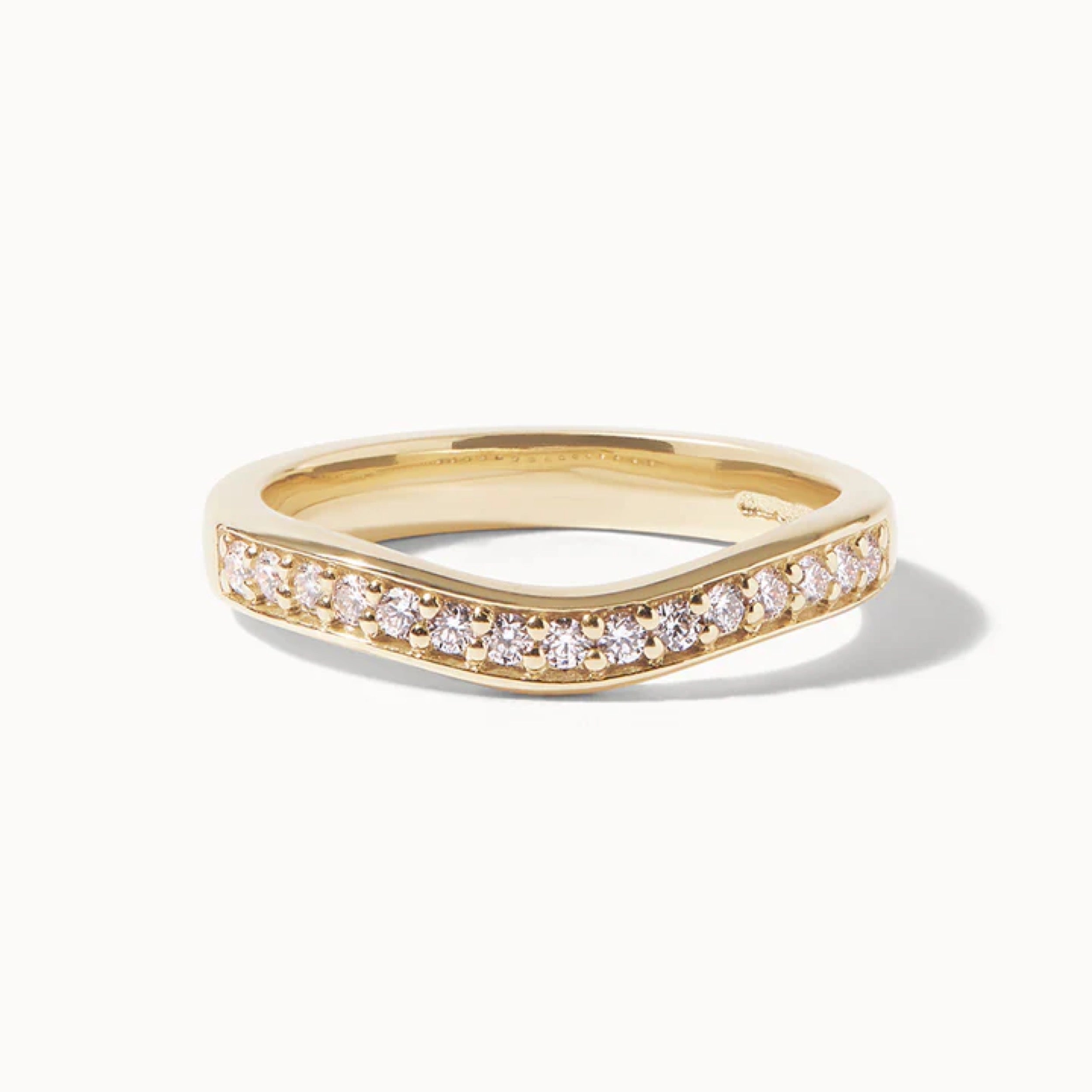 0.23 TCW Round Diamond Curved Wedding Band