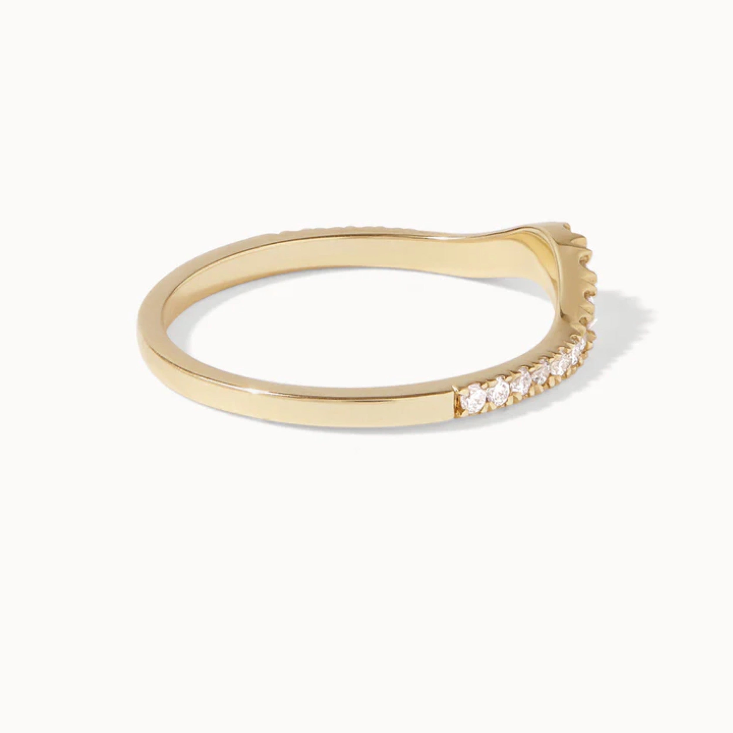 0.50 TCW Round Cut Diamond Curved Wedding Band