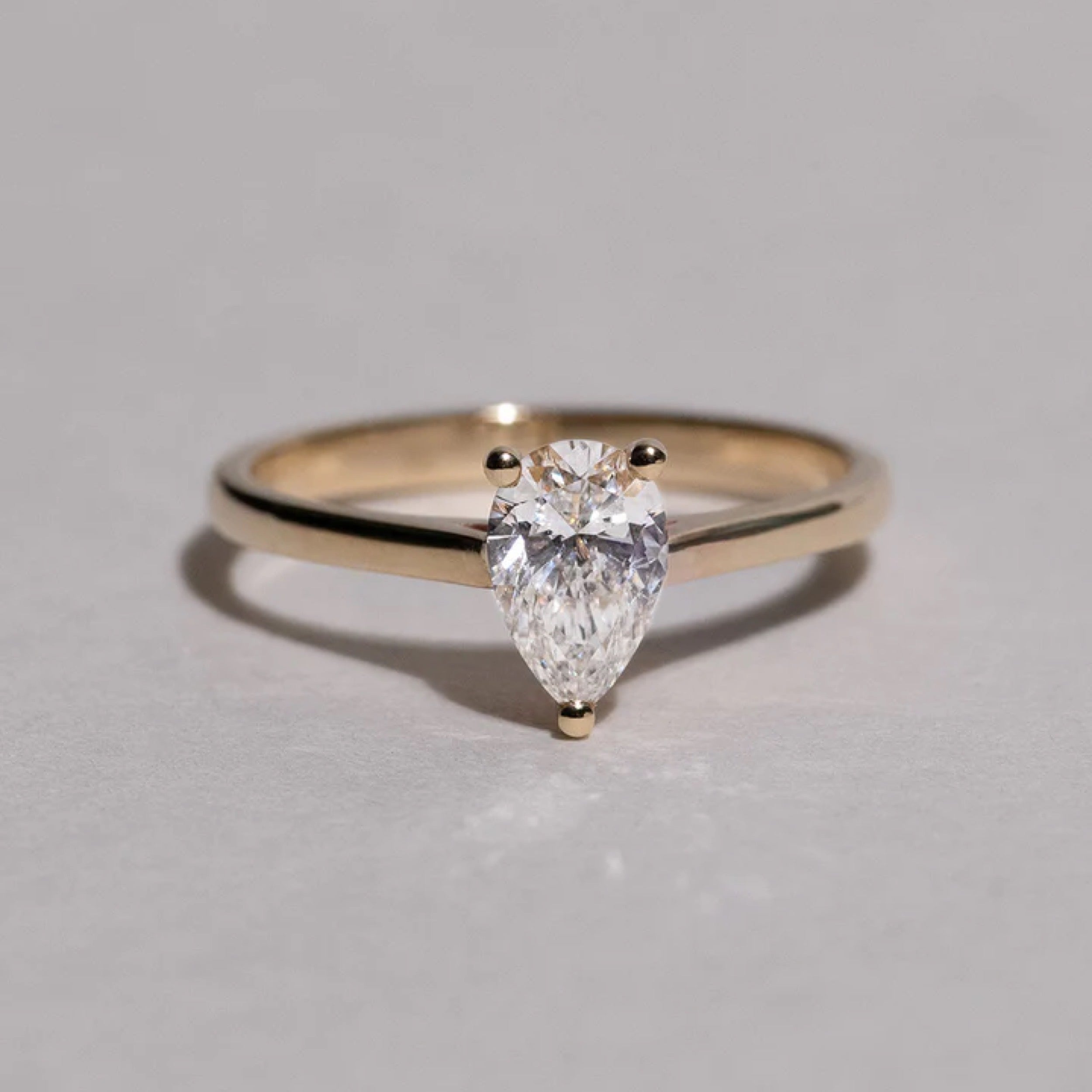 0.71 - 2.0 CT Pear Cut CVD Diamond Solitaire Setting Engagement Ring 6