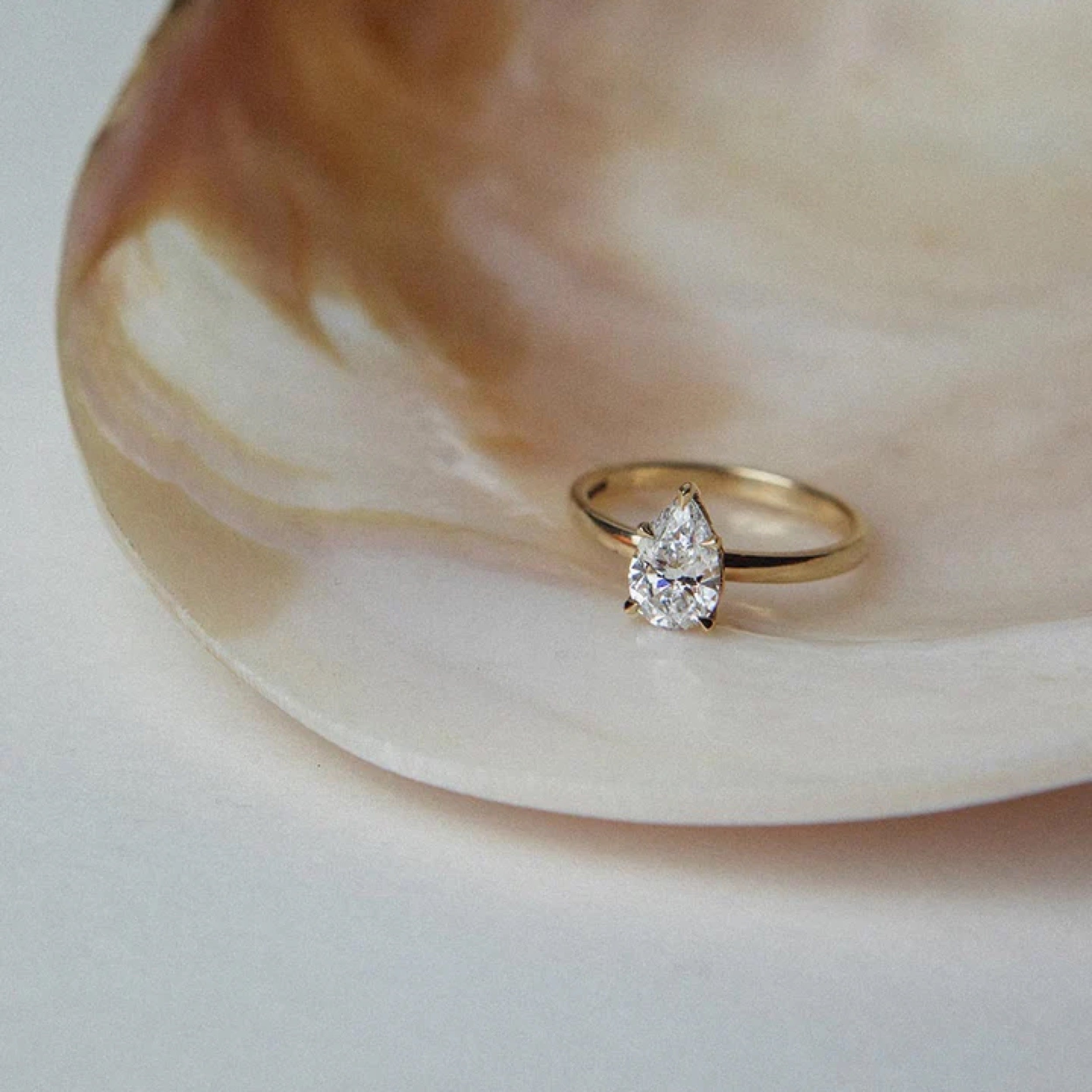 1.11 - 2.5 CT Pear Cut CVD Diamond Solitaire Setting Engagement Ring