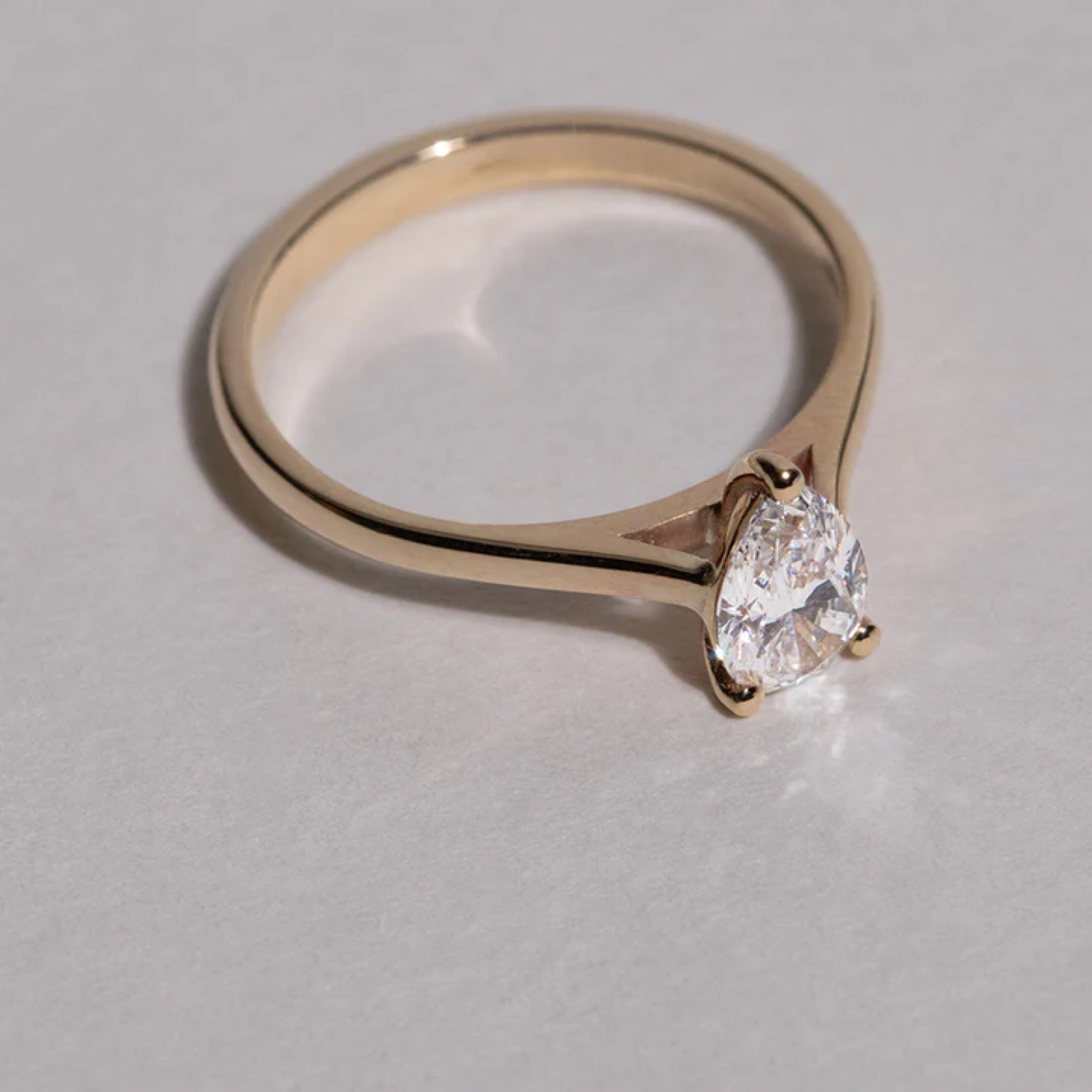 0.71 - 2.0 CT Pear Cut CVD Diamond Solitaire Setting Engagement Ring 6