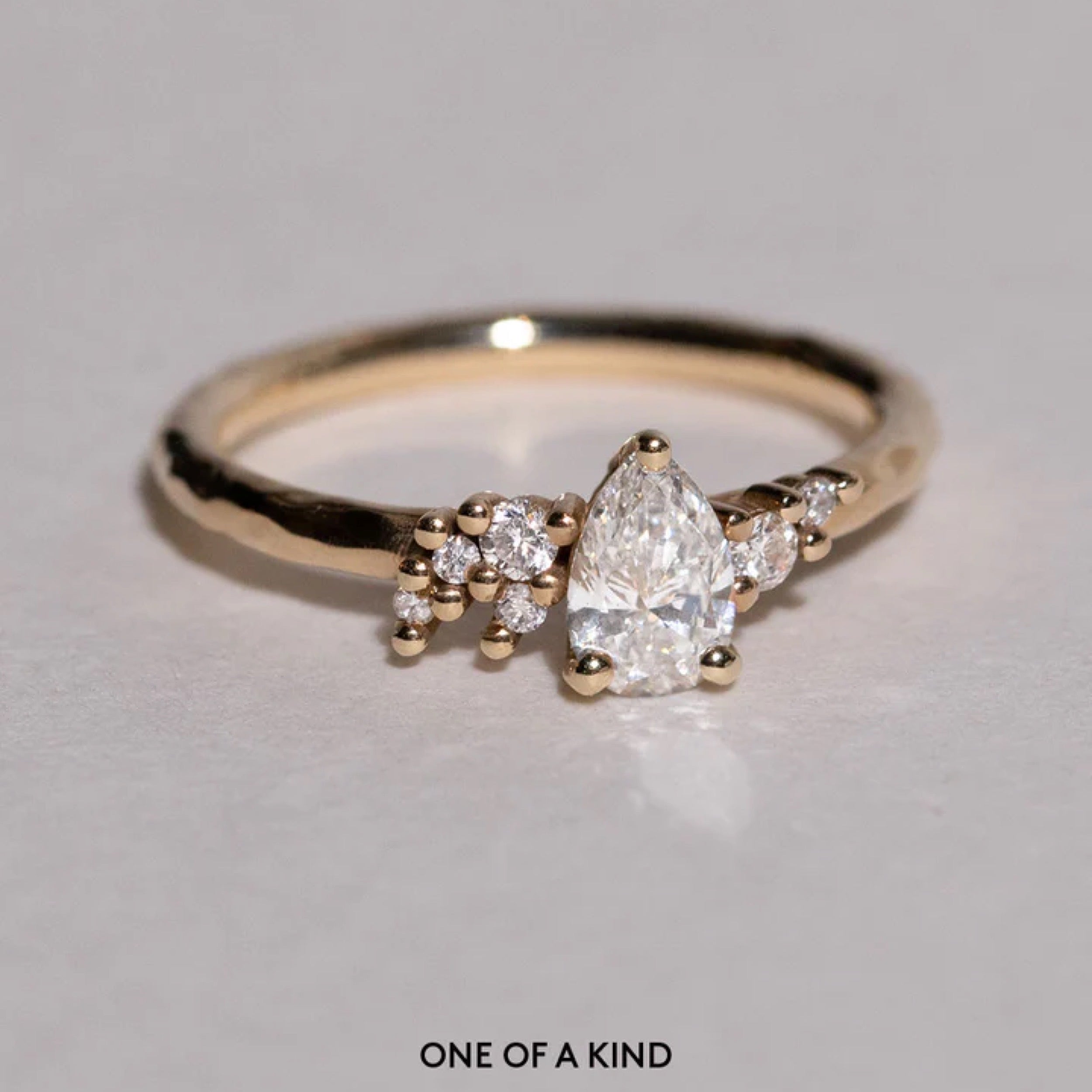 0.50- 1.5 CT Pear Cut CVD Diamond Cluster Setting Engagement Ring