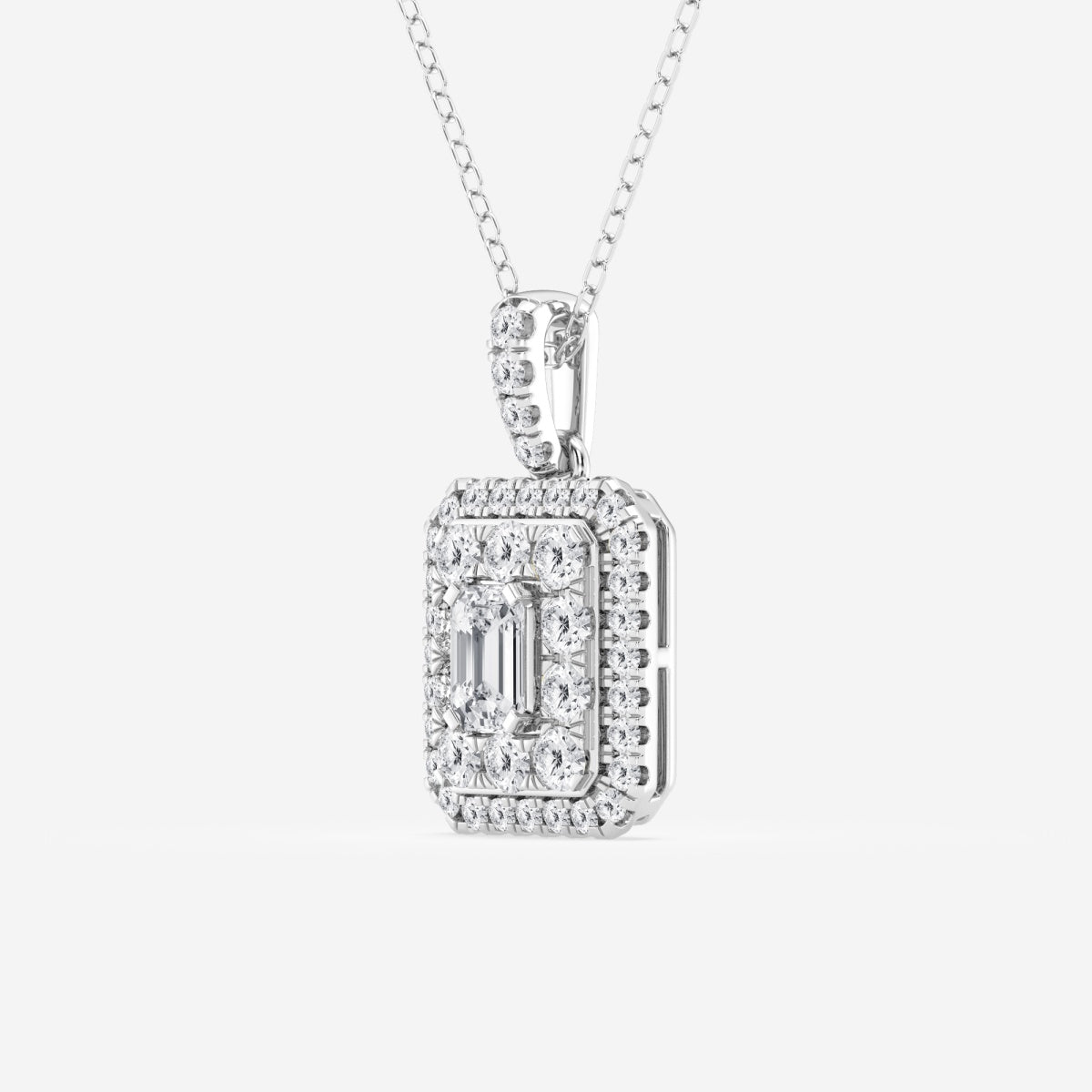 0.33 CT Emerald Moissanite Diamond Halo Style Necklace - Camila Brown