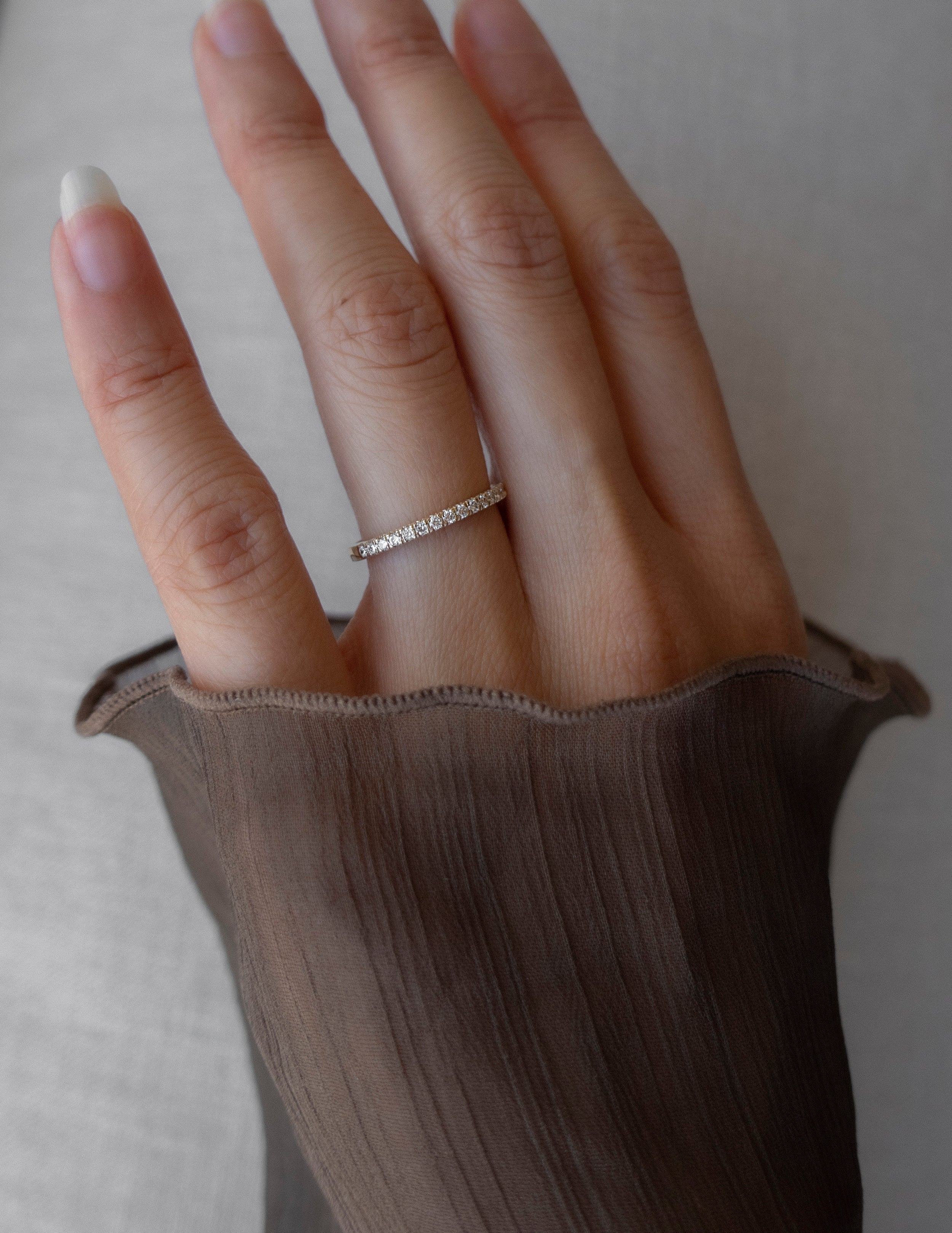 0.20 TCW Round Lab Grown Diamond Half Eternity Pave Band