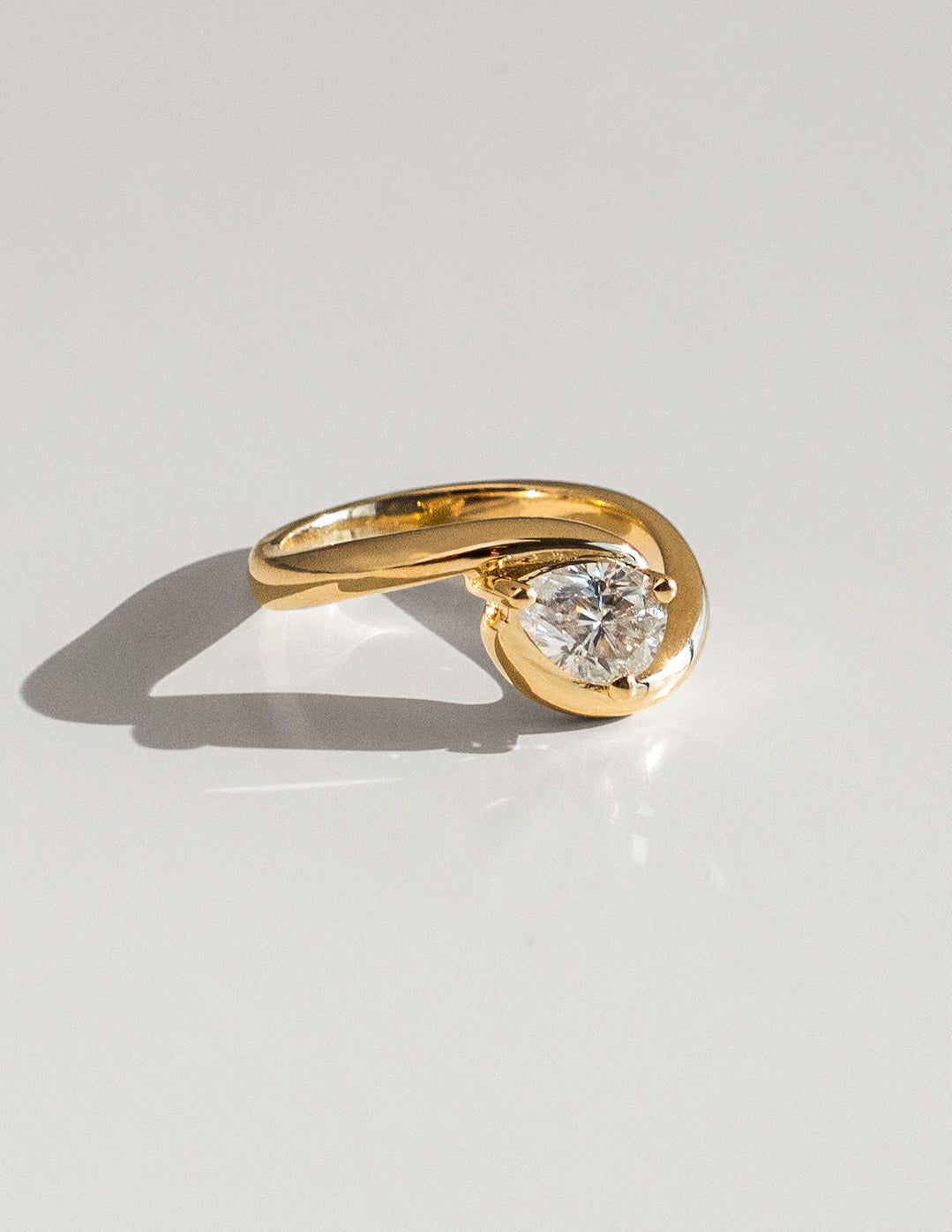 0.75-1.50 CT Pear Cut CVD Diamond Solitaire Engagement Ring