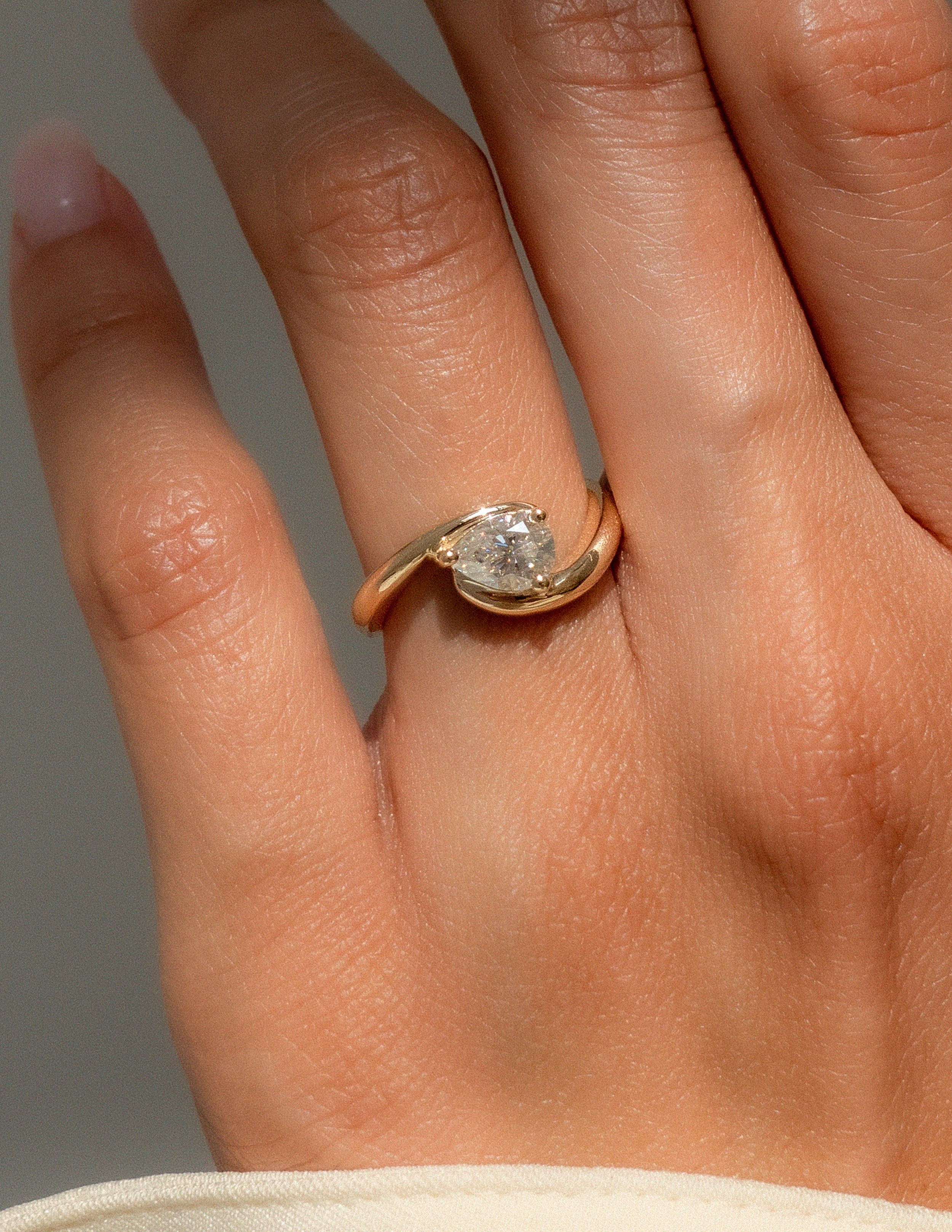 0.75-1.50 CT Pear Cut CVD Diamond Solitaire Engagement Ring