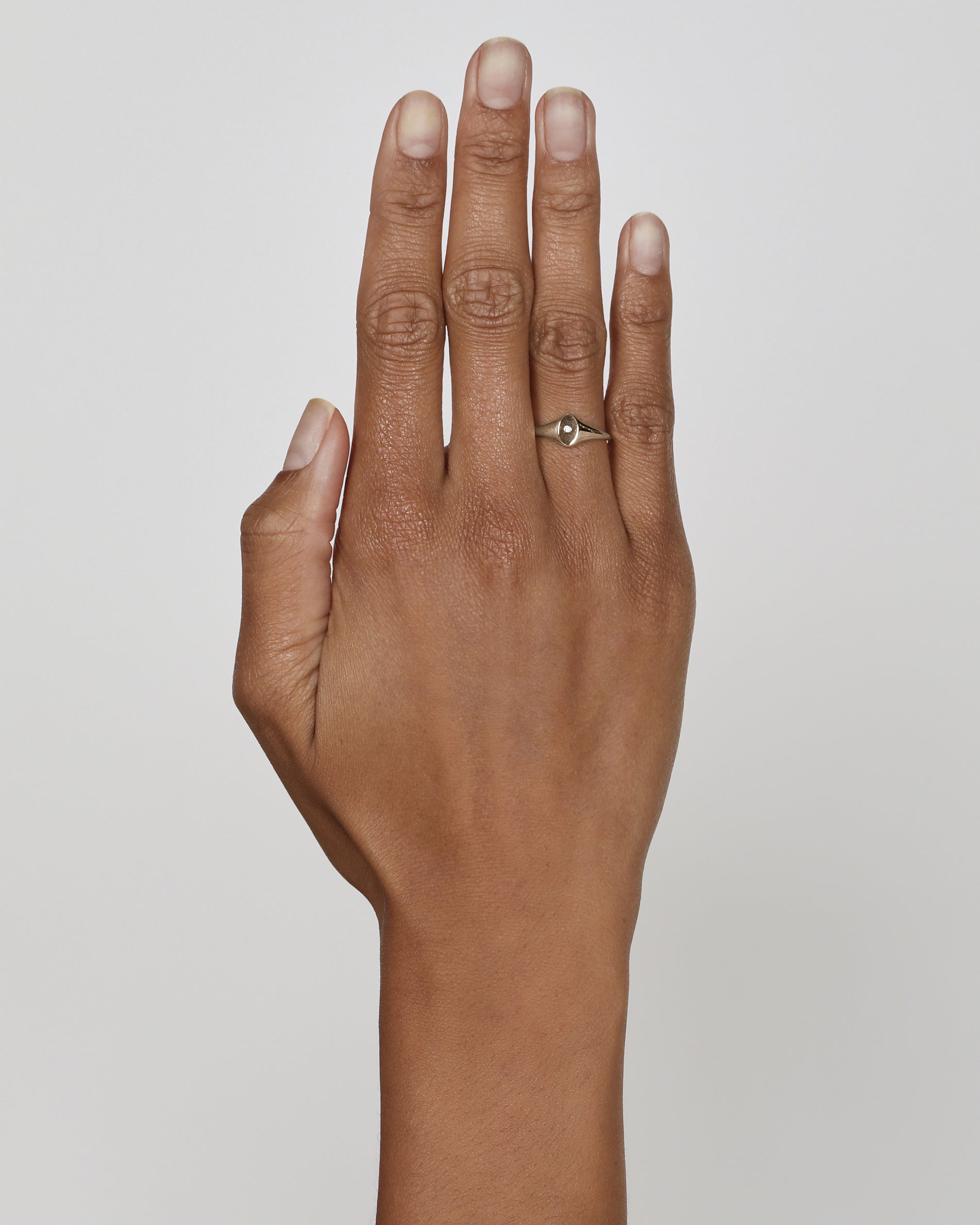 0.015 TCW Round Signet CVD Diamond Minimalist Ring