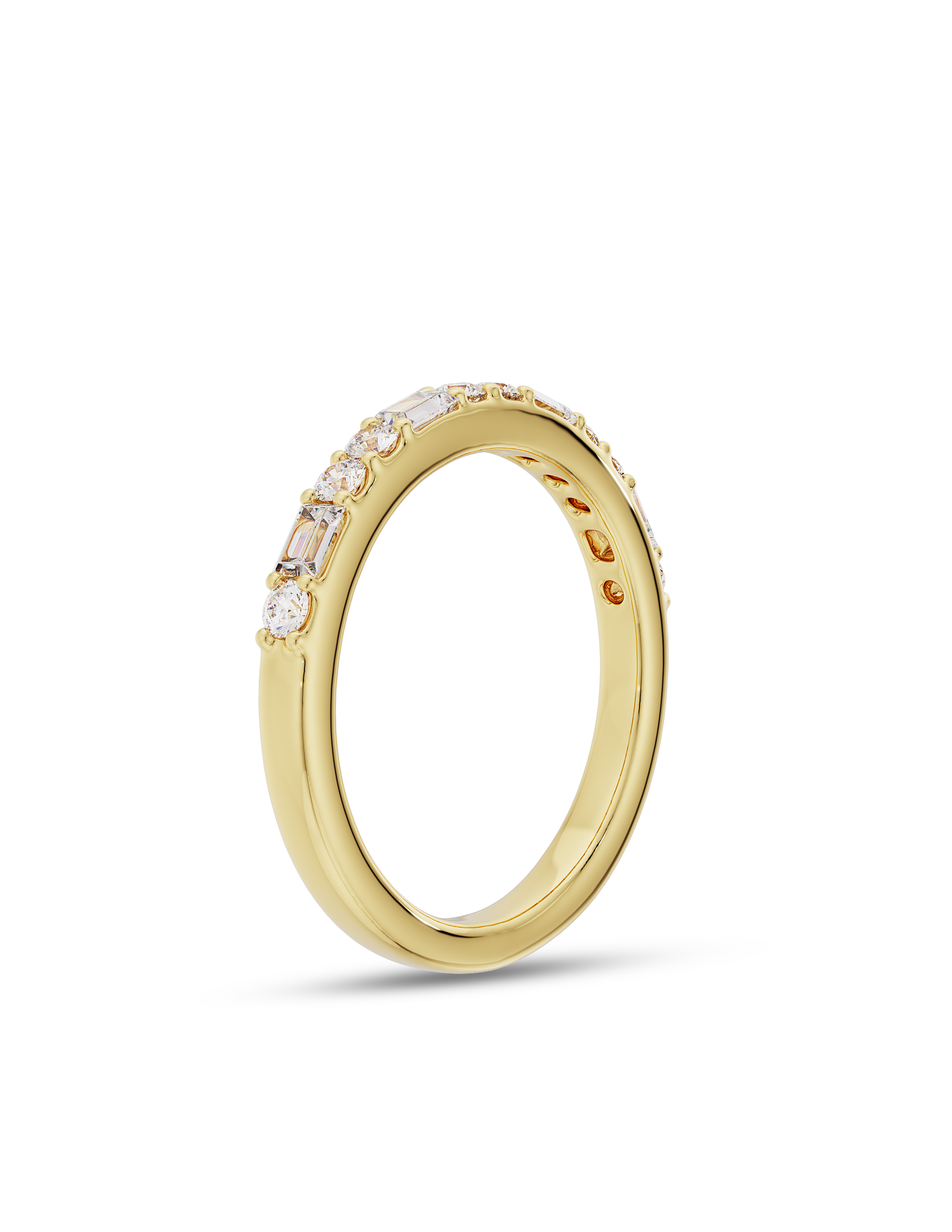 0.50 TCW Baguette and Round Cut CVD Diamond Channel Setting Wedding Band