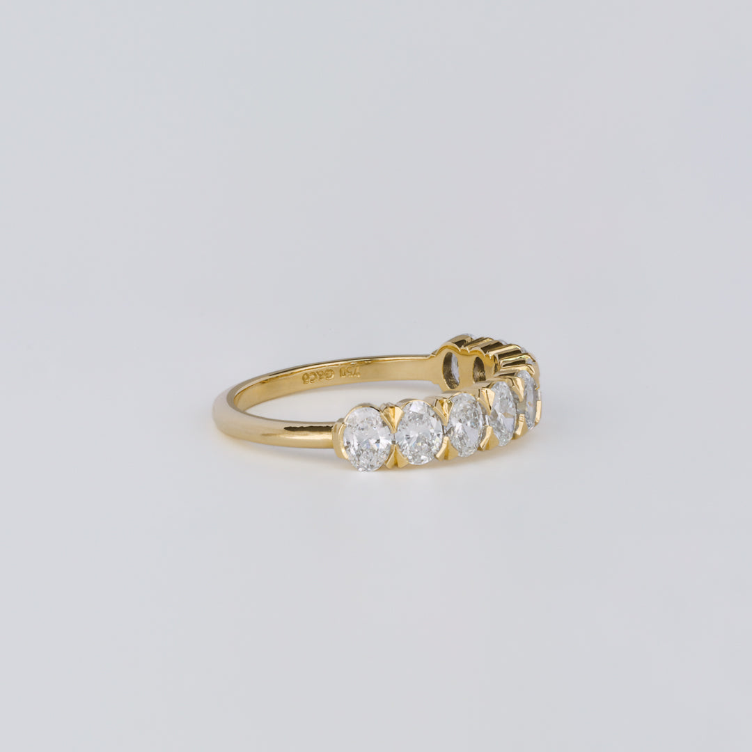 1.30 TCW Oval Lab Grown Diamond Half Eternity Wedding Band