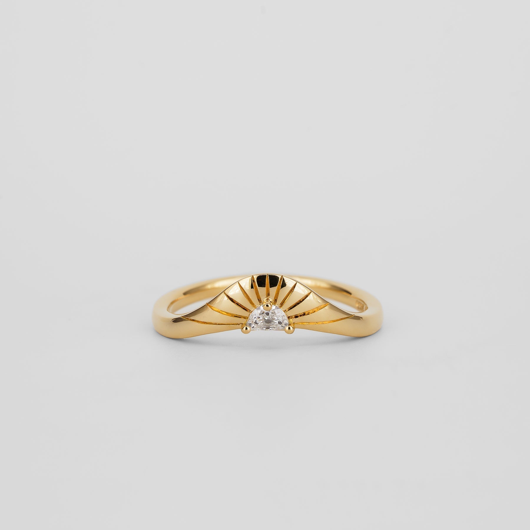 0.70 TCW Half Moon Lab Grown Diamond Curved Wedding Band