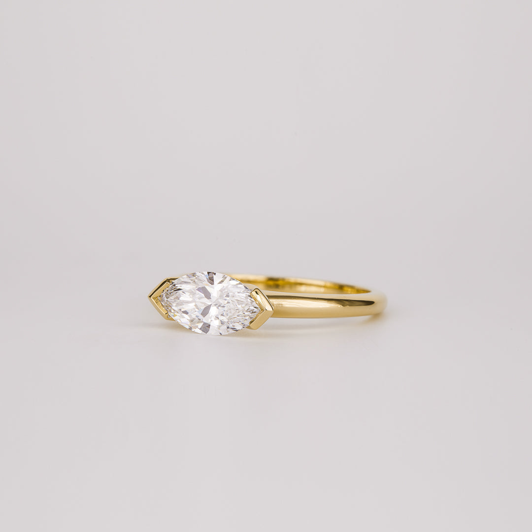 1.07 -3.0 CT Marquise Lab Grown Diamond Bezel Engagement ring