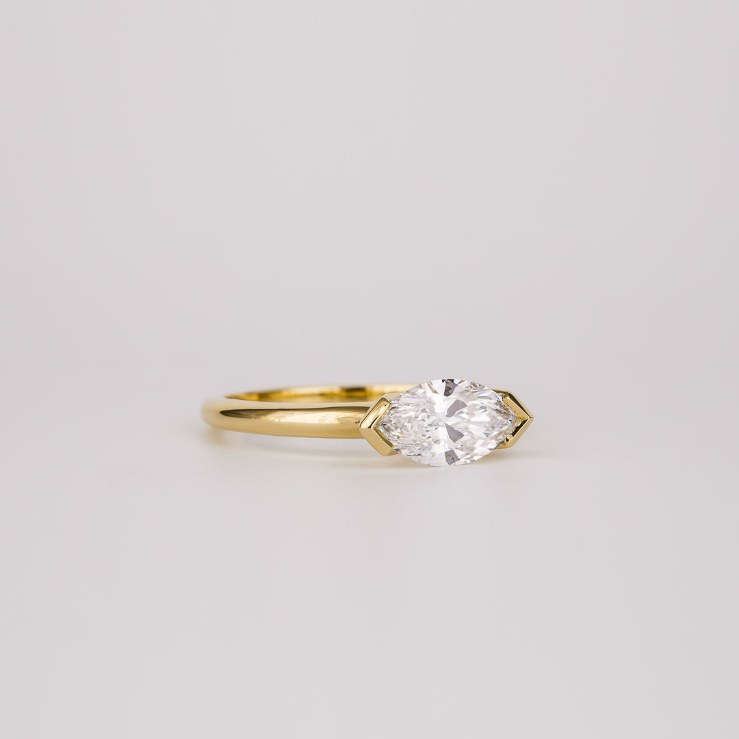 1.07 -3.0 CT Marquise Lab Grown Diamond Bezel Engagement ring