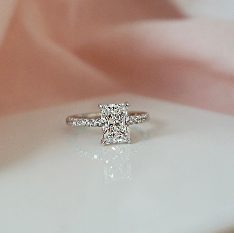 1.0 Carats Lab Grown Diamond Radiant Shape E-VS1 Pave Engagement Ring - Camila Brown