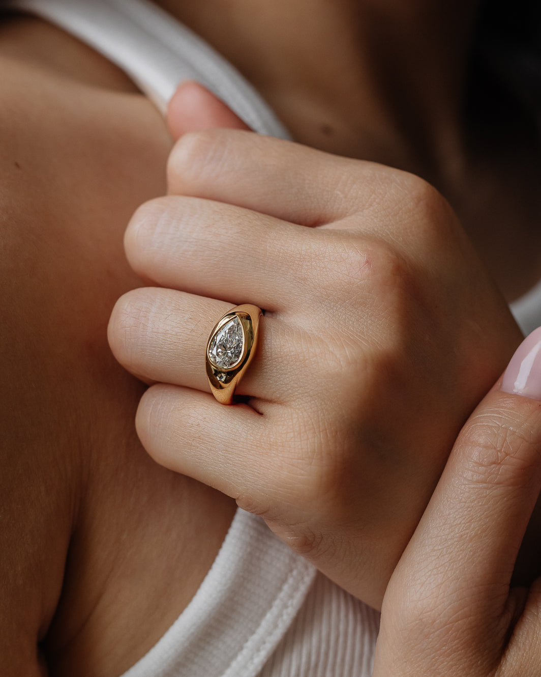 1.53-3.50 CT Pear CVD Diamond Unique Engagement ring