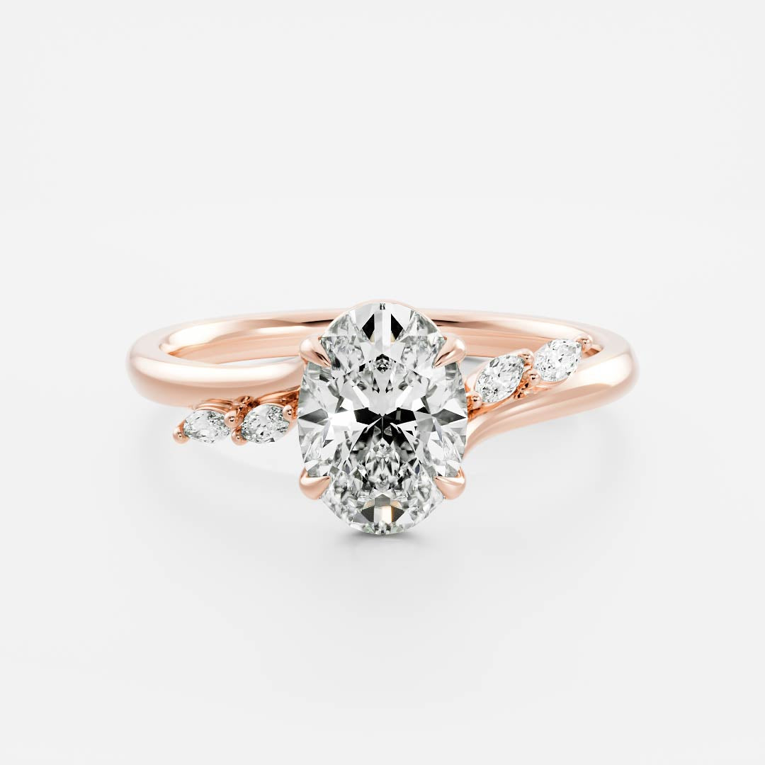 1.0 - 2.5 CT Oval Lab Grown Diamond Cluster Engagement Ring
