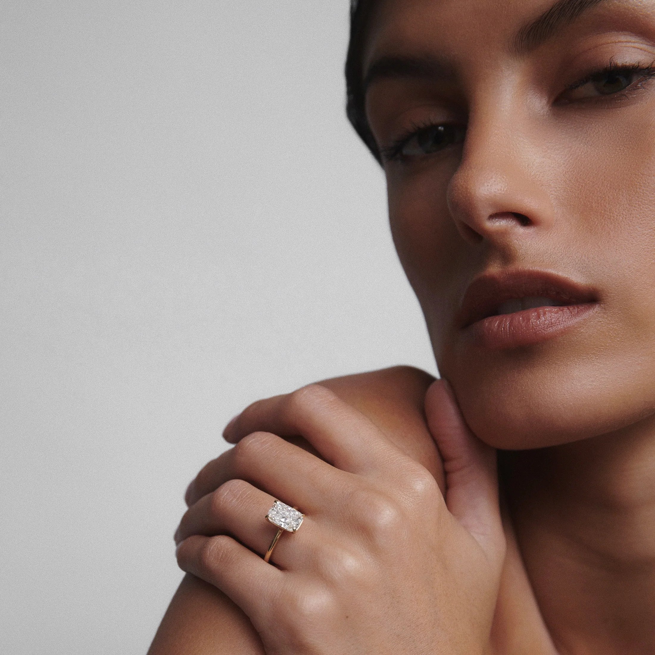 Cushion cut moissanite solitaire engagement ring in platinum setting, 1.50-2.50 CT