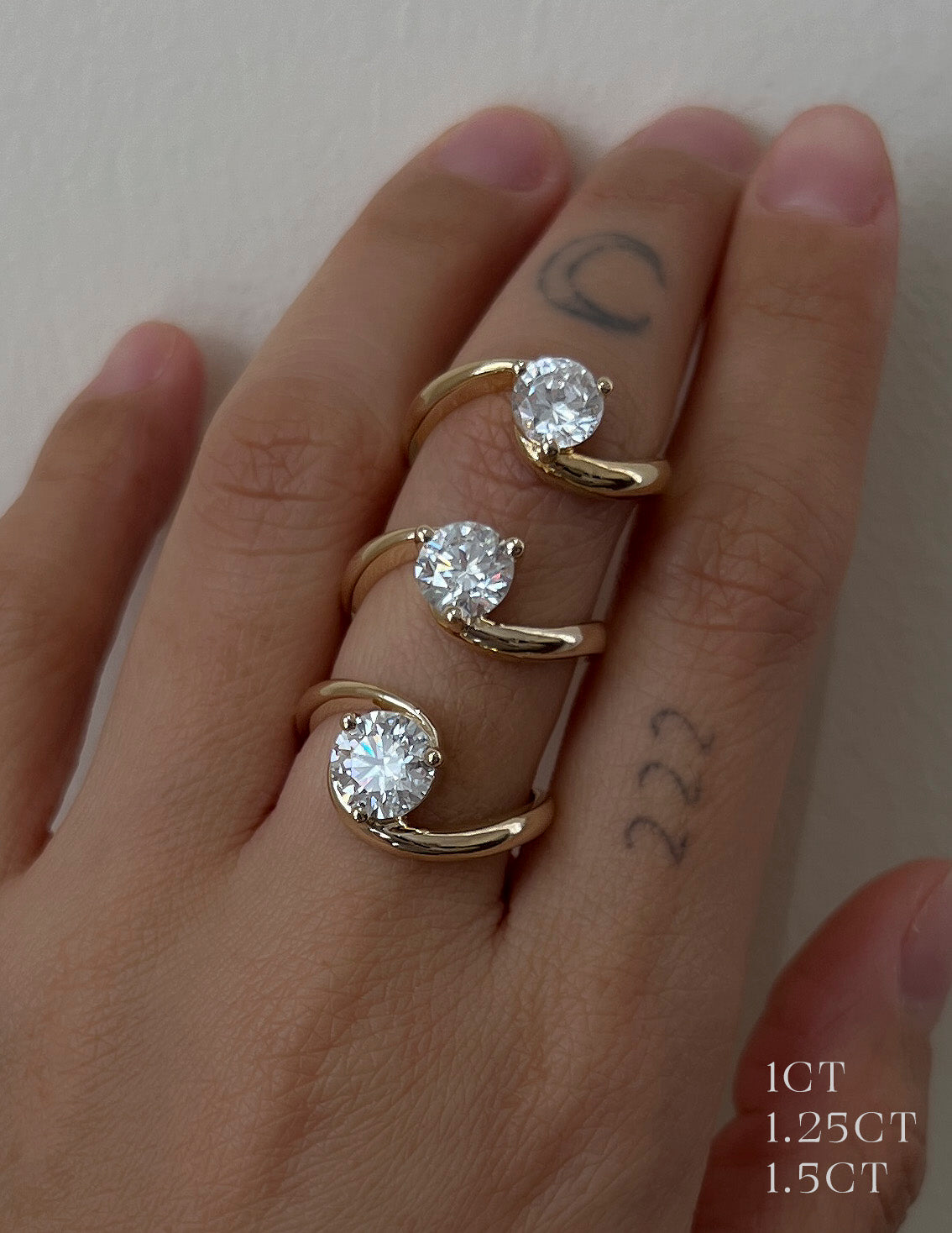 1.0-1.50 CT Round Cut Lab Grown Diamond Solitaire Style Bridal Ring Set