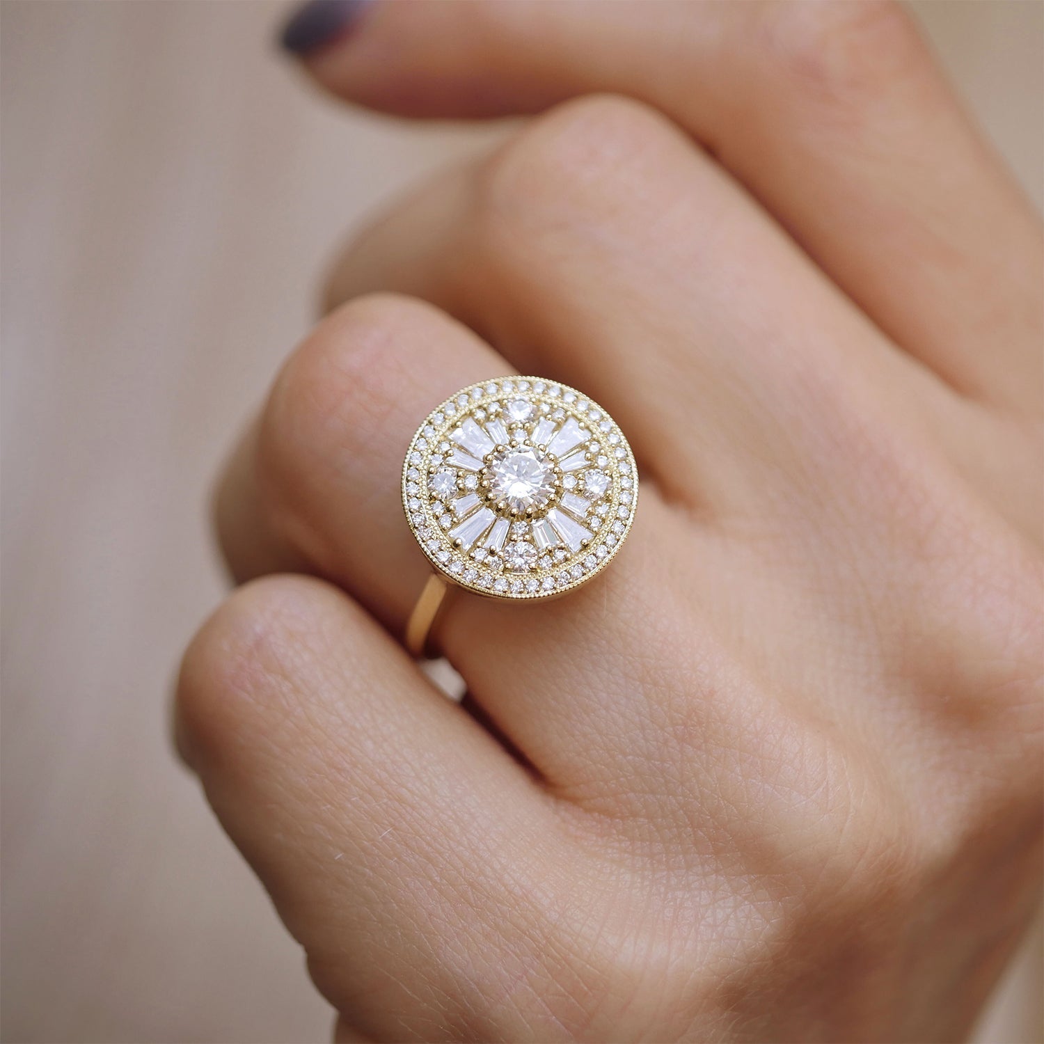 0.35 CT Round Shape Lab Grown Halo Engagement Ring