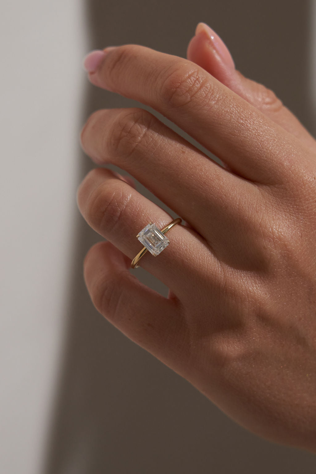 2.50 CT Emerald Shaped Moissanite Solitaire Engagement Ring