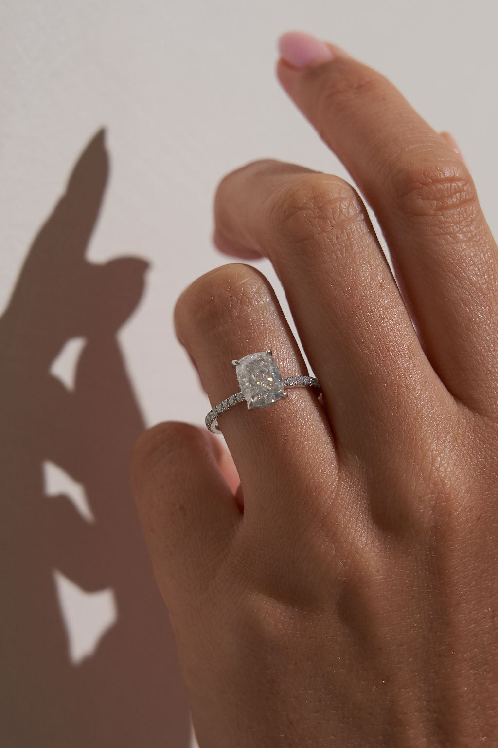 3.0 CT Elongated Cushion Shaped Moissanite Hidden Halo & Pave Engagement Ring