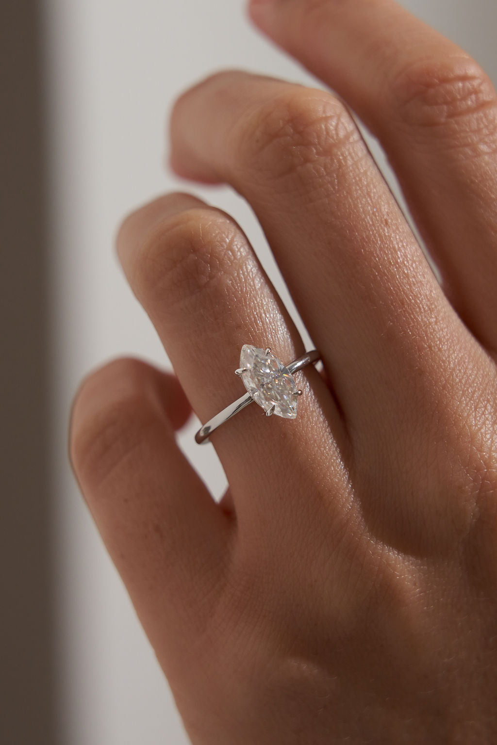 2.0 CT Marquise Shaped Moissanite Solitaire Engagement Ring