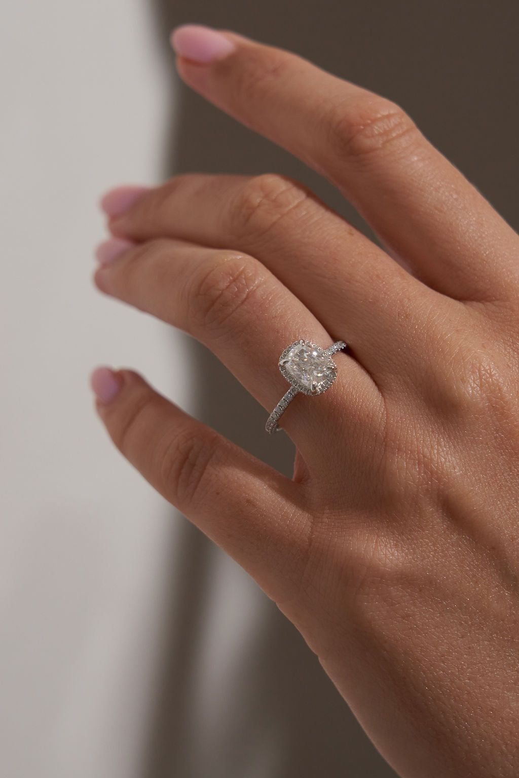 2.0 CT Cushion Shaped Moissanite Halo & Pave Engagement Ring