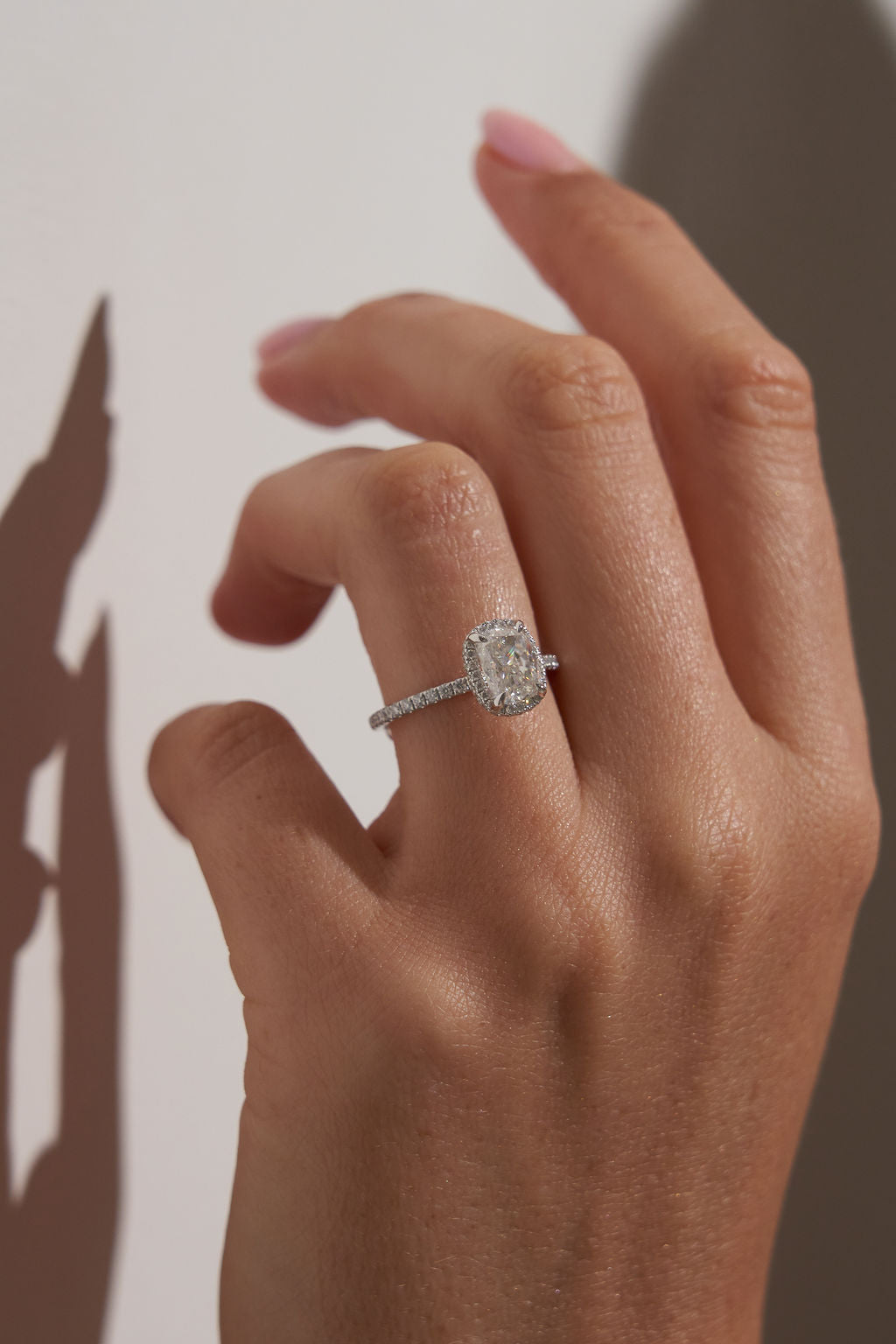 2.0 CT Cushion Shaped Moissanite Halo & Pave Engagement Ring