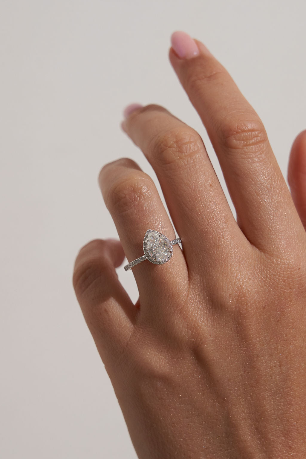 2.0 CT Pear Shaped Moissanite Halo & Pave Engagement Ring