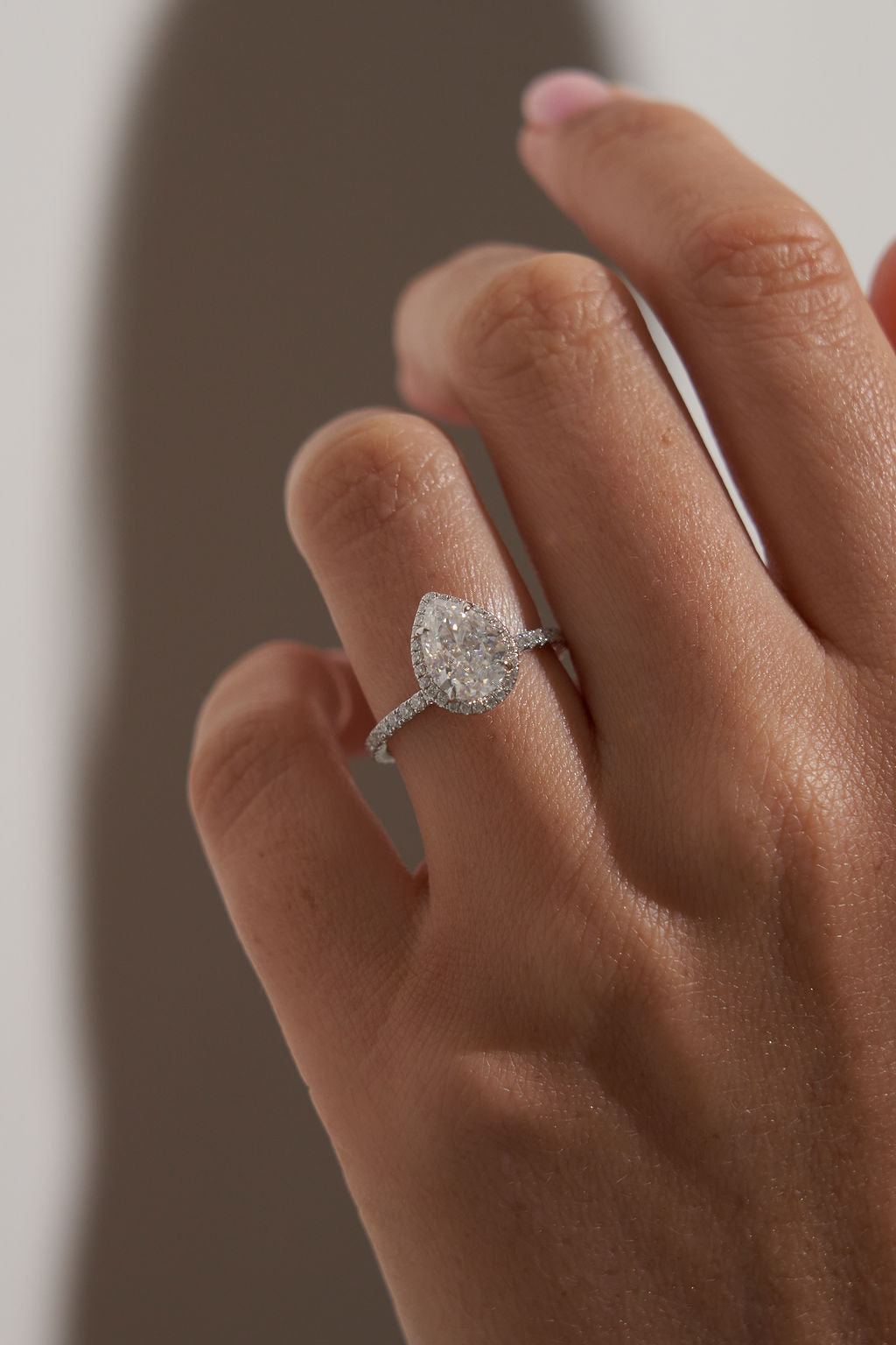 2.0 CT Pear Shaped Moissanite Halo & Pave Engagement Ring