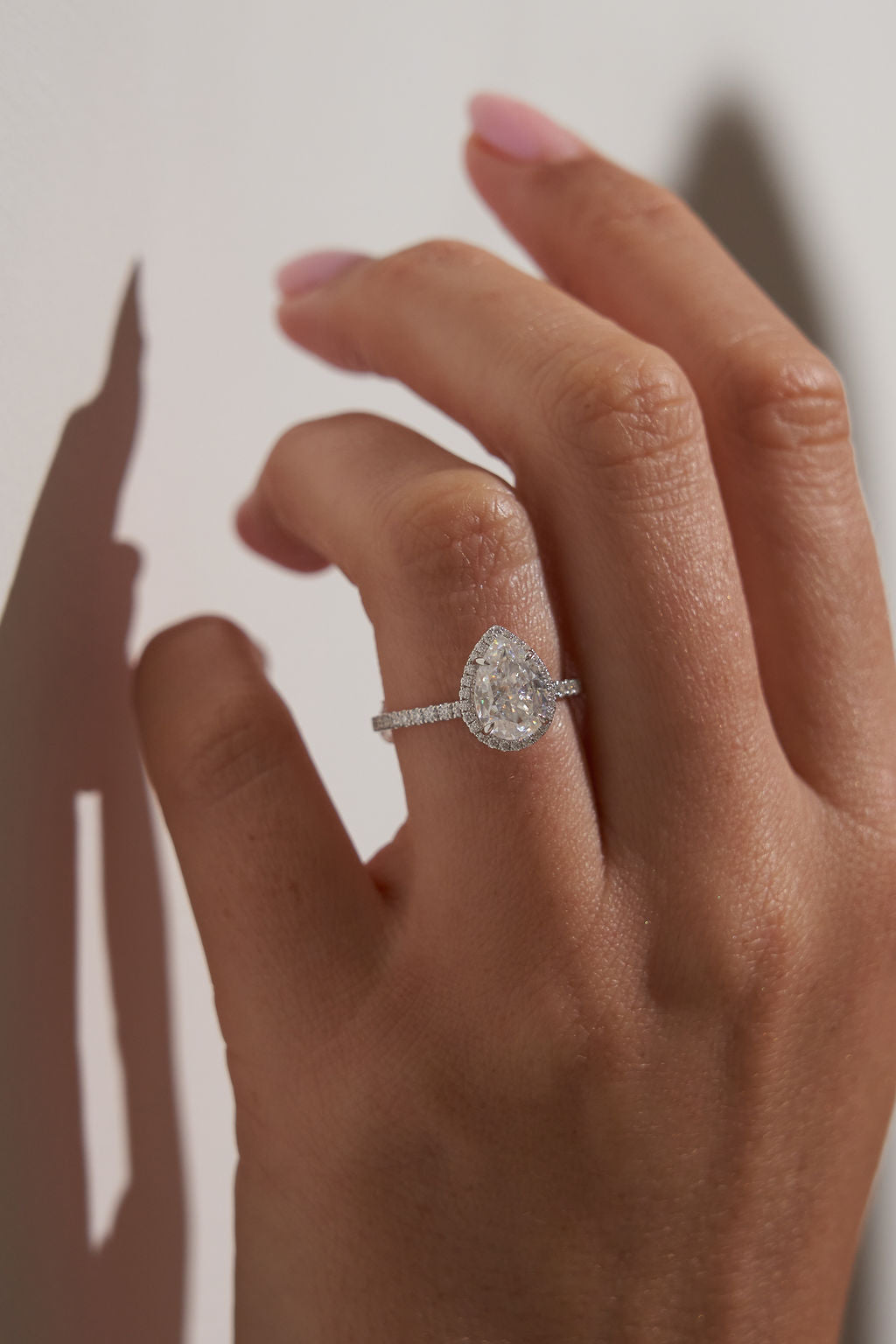 2.0 CT Pear Shaped Moissanite Halo & Pave Engagement Ring