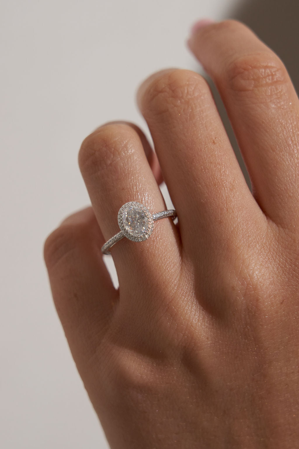 1.50 CT Oval Shaped Moissanite Halo & Pave Engagement Ring