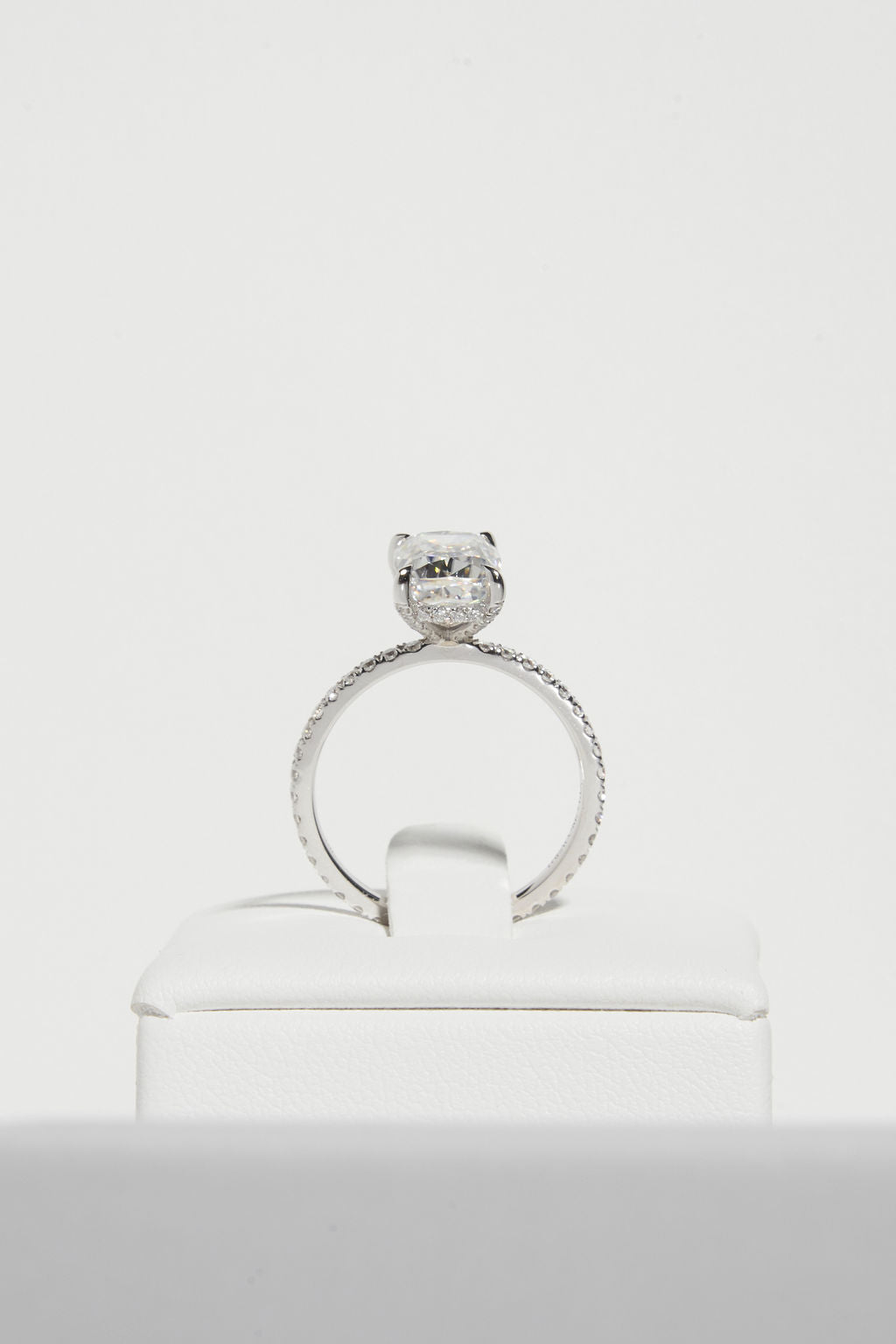 3.0 CT Elongated Cushion Shaped Moissanite Hidden Halo & Pave Engagement Ring