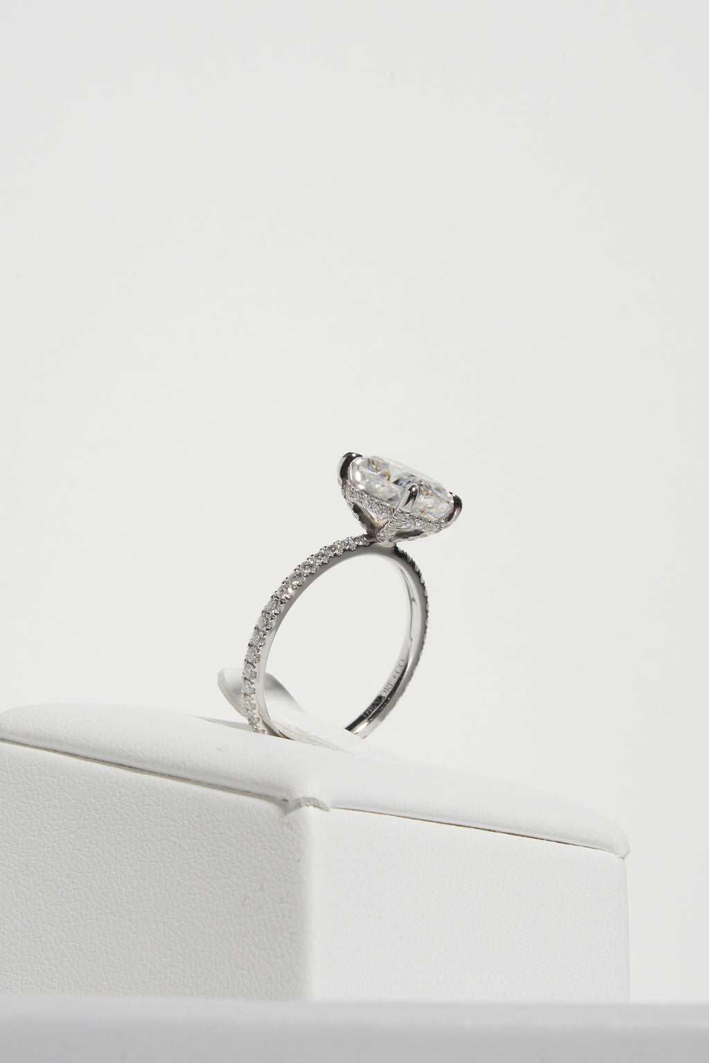 3.0 CT Elongated Cushion Shaped Moissanite Hidden Halo & Pave Engagement Ring