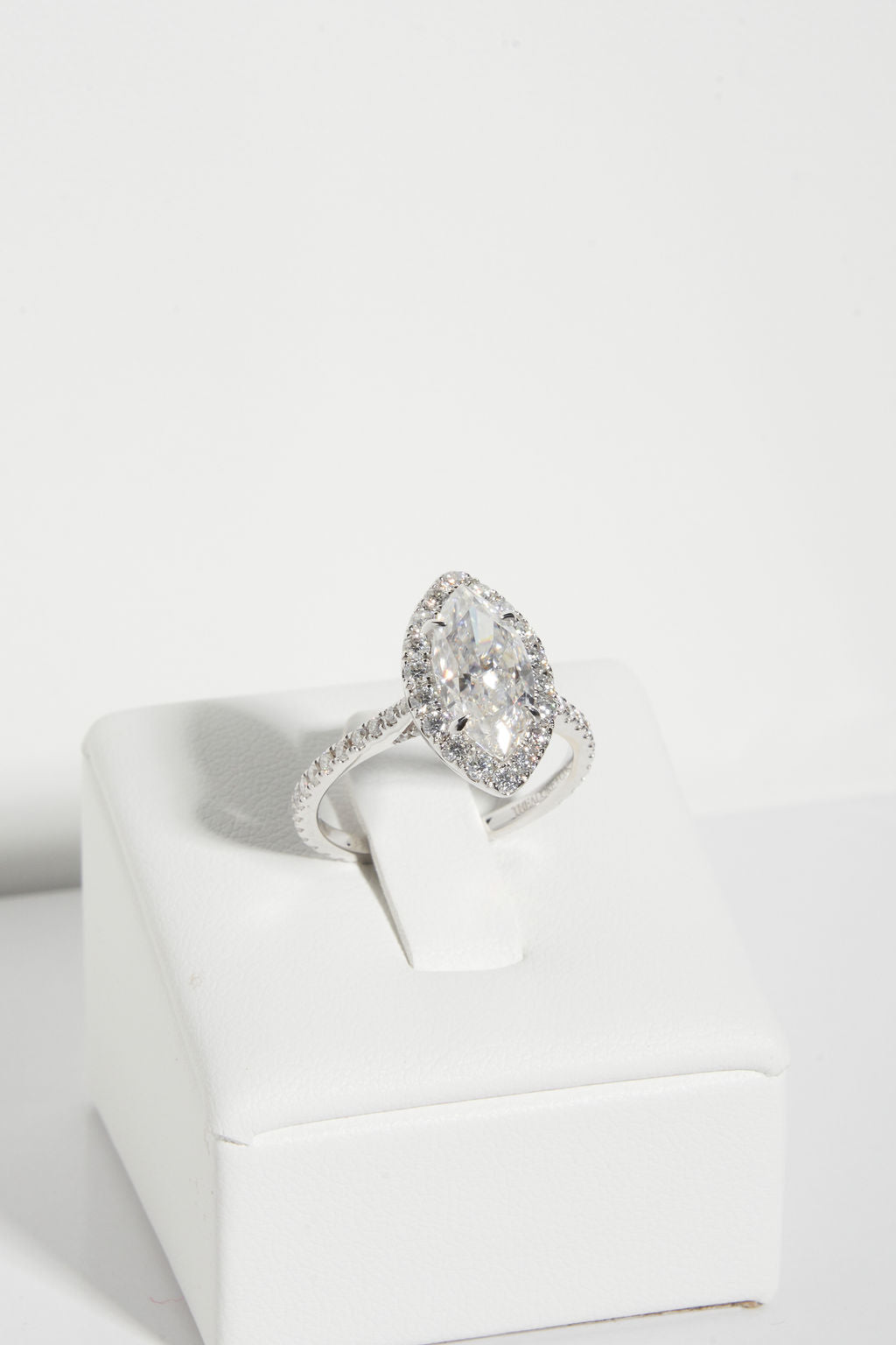 2.50 CT Marquise Shaped Moissanite Halo & Pave Engagement Ring