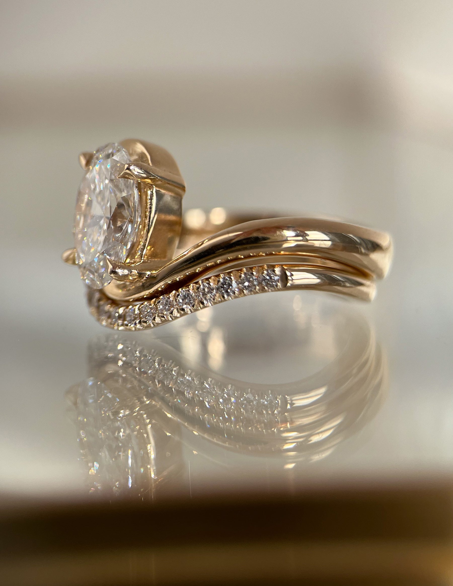 1.50- 3.0 CT Marquise Cut Lab Grown Diamond Solitaire Setting Bridal Set