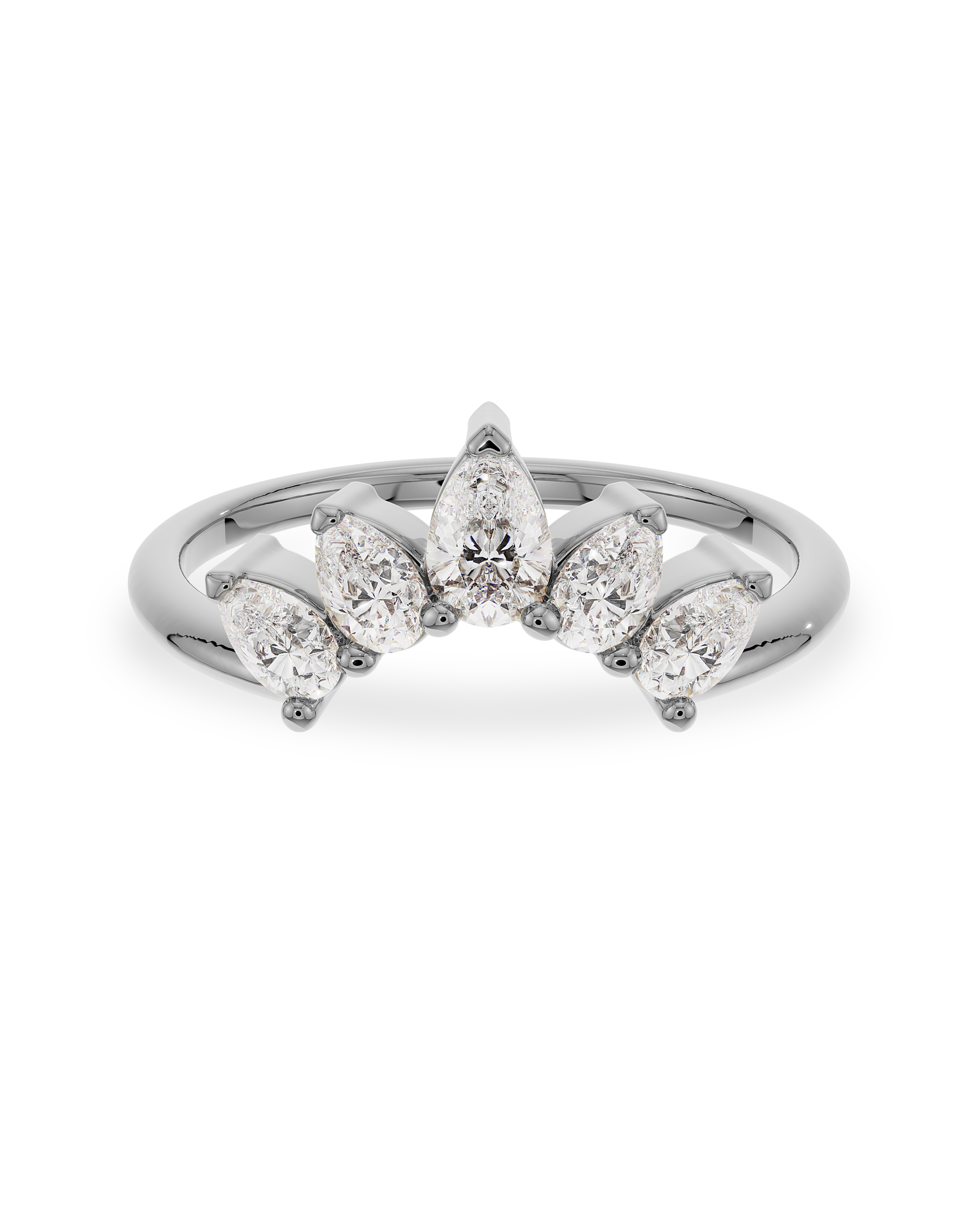 0.40 TCW Pear Cut CVD Diamond Five Stone Wedding Band