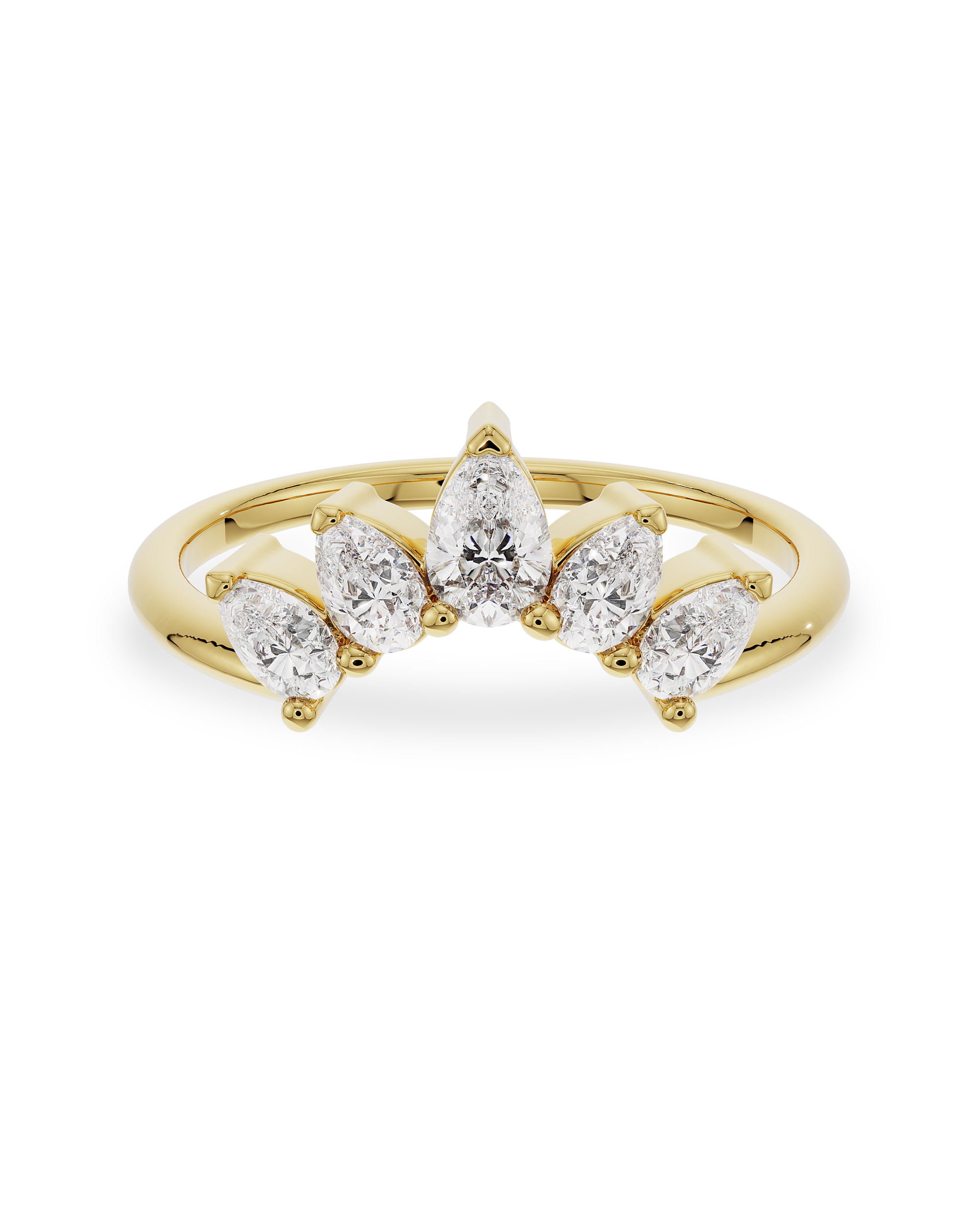0.40 TCW Pear Cut CVD Diamond Five Stone Wedding Band
