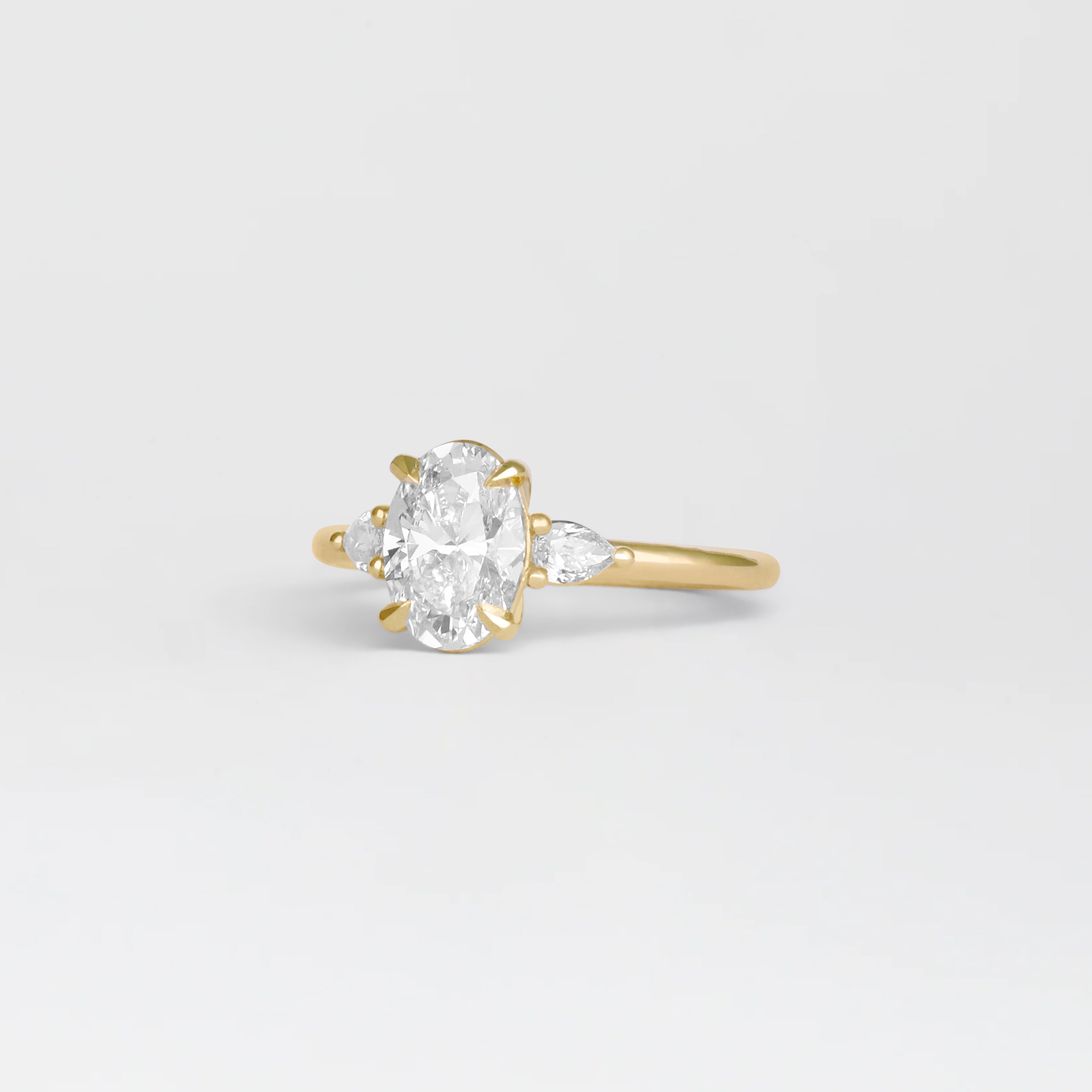 1.30 - 3.50 CT Oval Lab Grown Diamond Three Stone Engagement ring