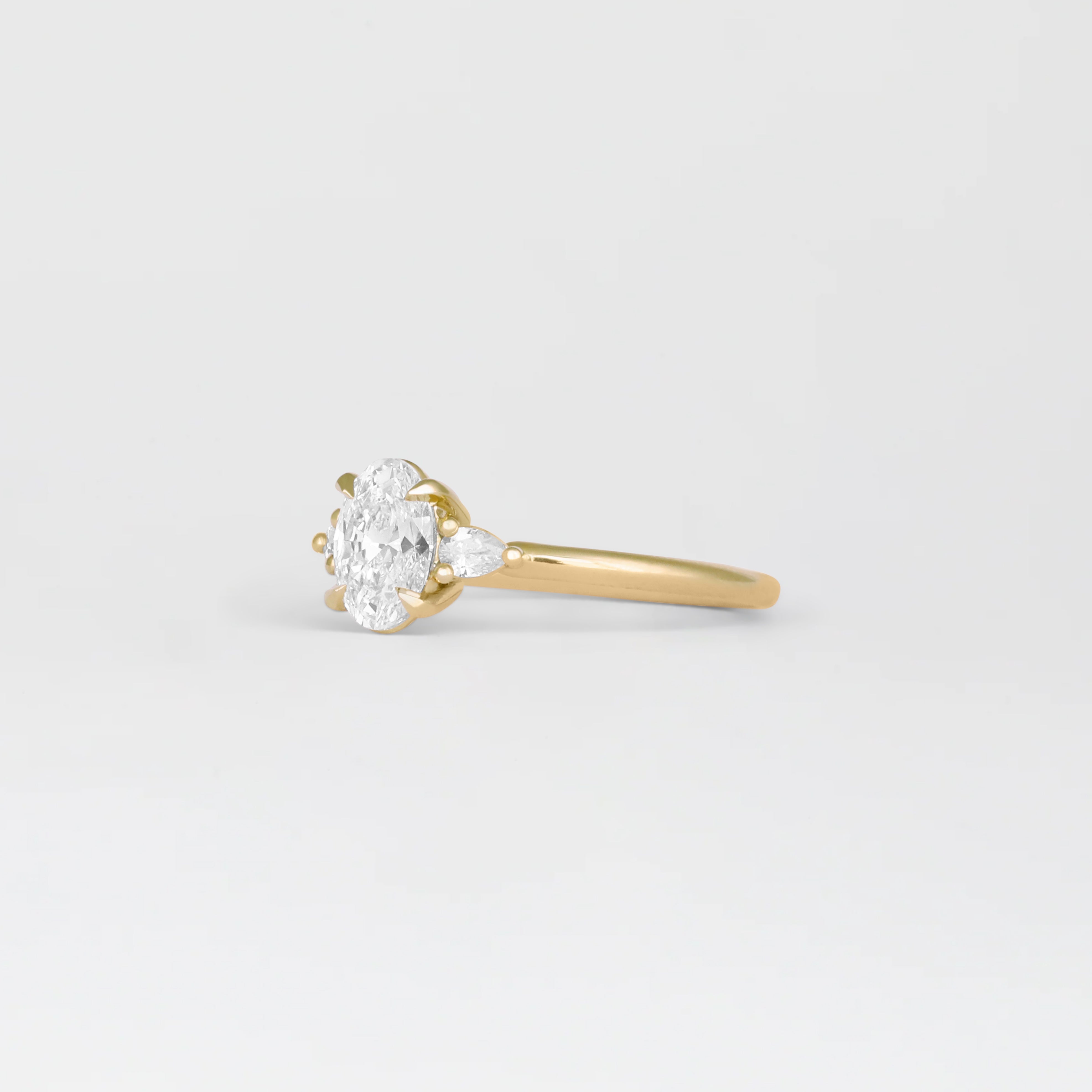 1.0 - 3.0 CT Oval Lab Grown Diamond Three Stone Engagement ring