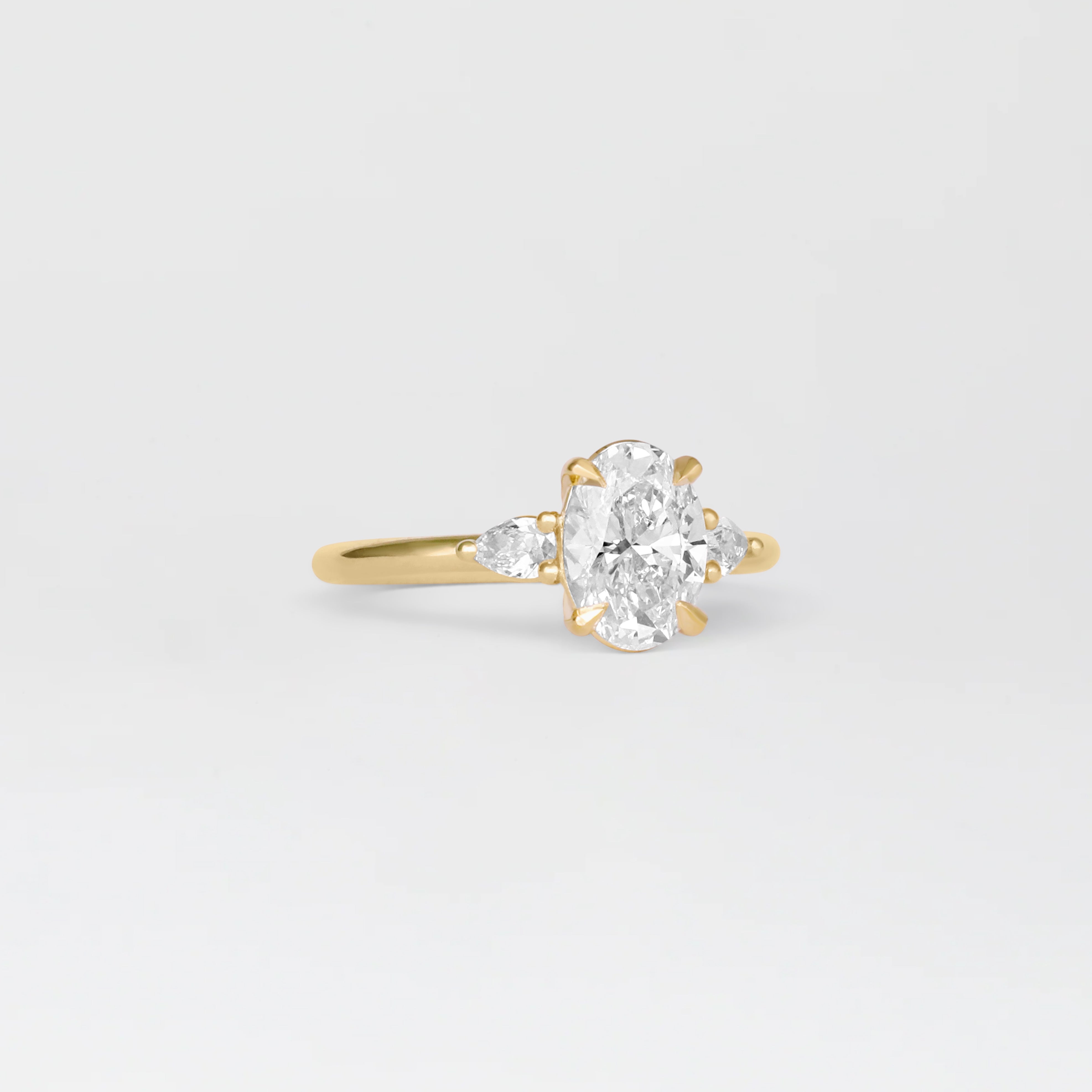 1.30 - 3.50 CT Oval Lab Grown Diamond Three Stone Engagement ring