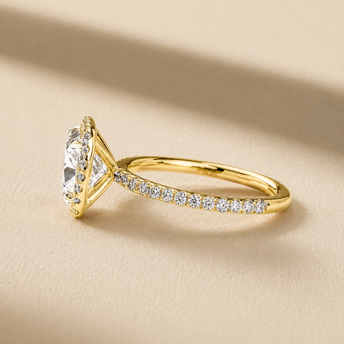 Cushion Halo Pave Lab Grown Diamond Engagement Ring