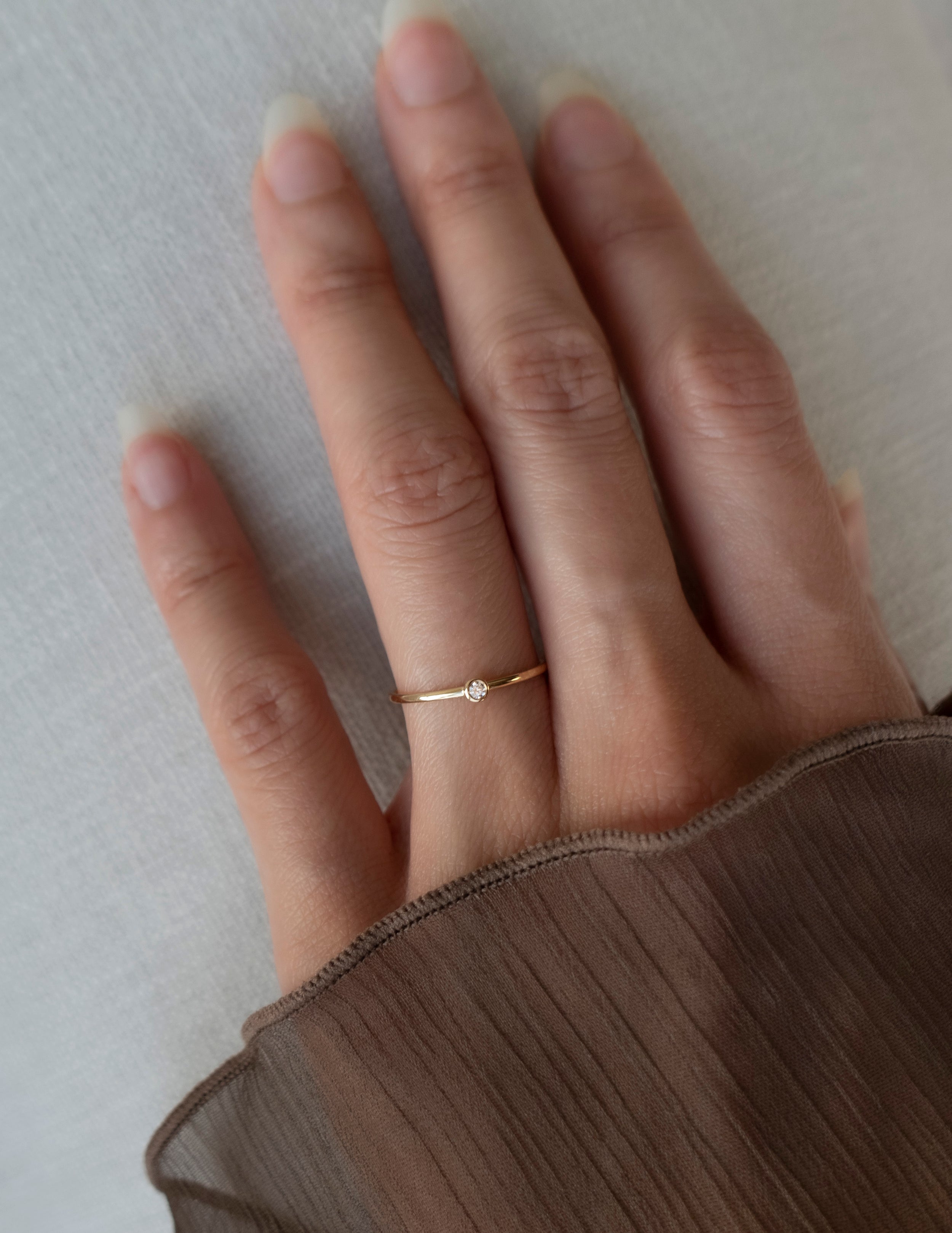 0.03 TCW Round CVD Diamond Minimalist Band